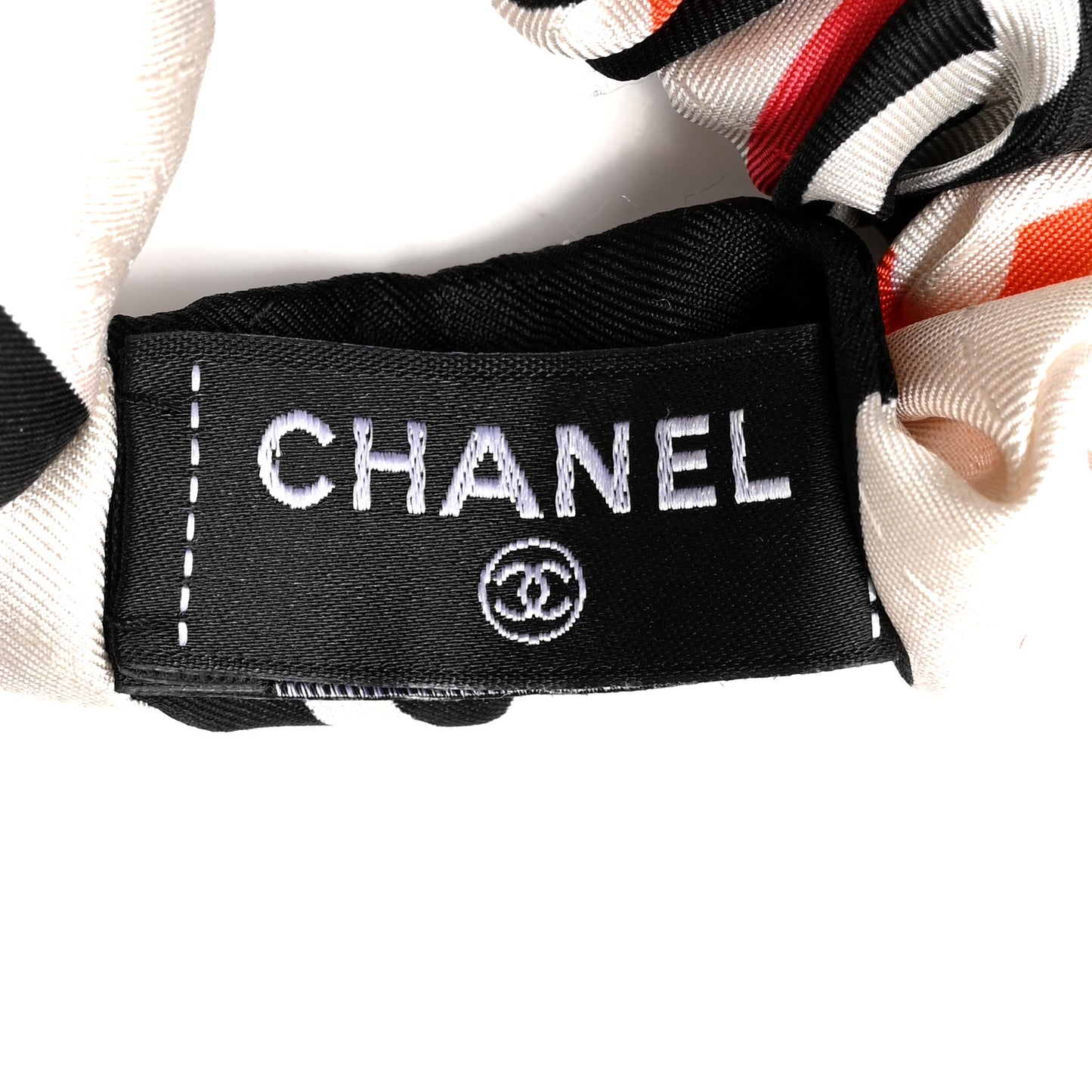 Silk CC Scrunchie and Scarf Hair Tie Set White Multicolor