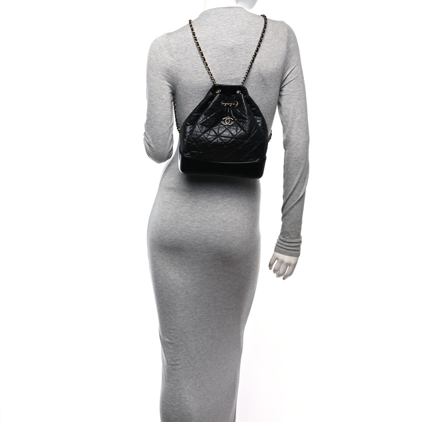 Aged Calfskin Quilted Small Gabrielle Backpack Black