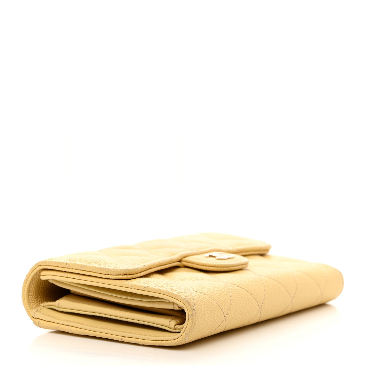 Caviar Quilted Medium Flap Wallet Light Yellow