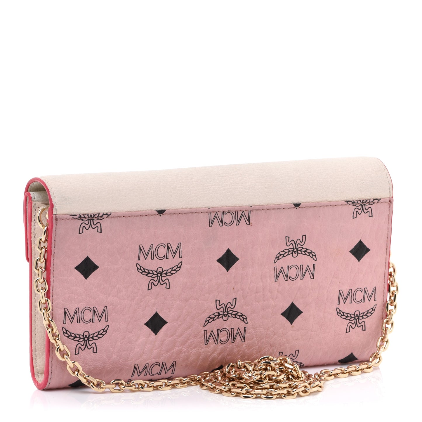 Calfskin Visetos Monogram Patricia Color Block Wallet On Chain Pink Tint