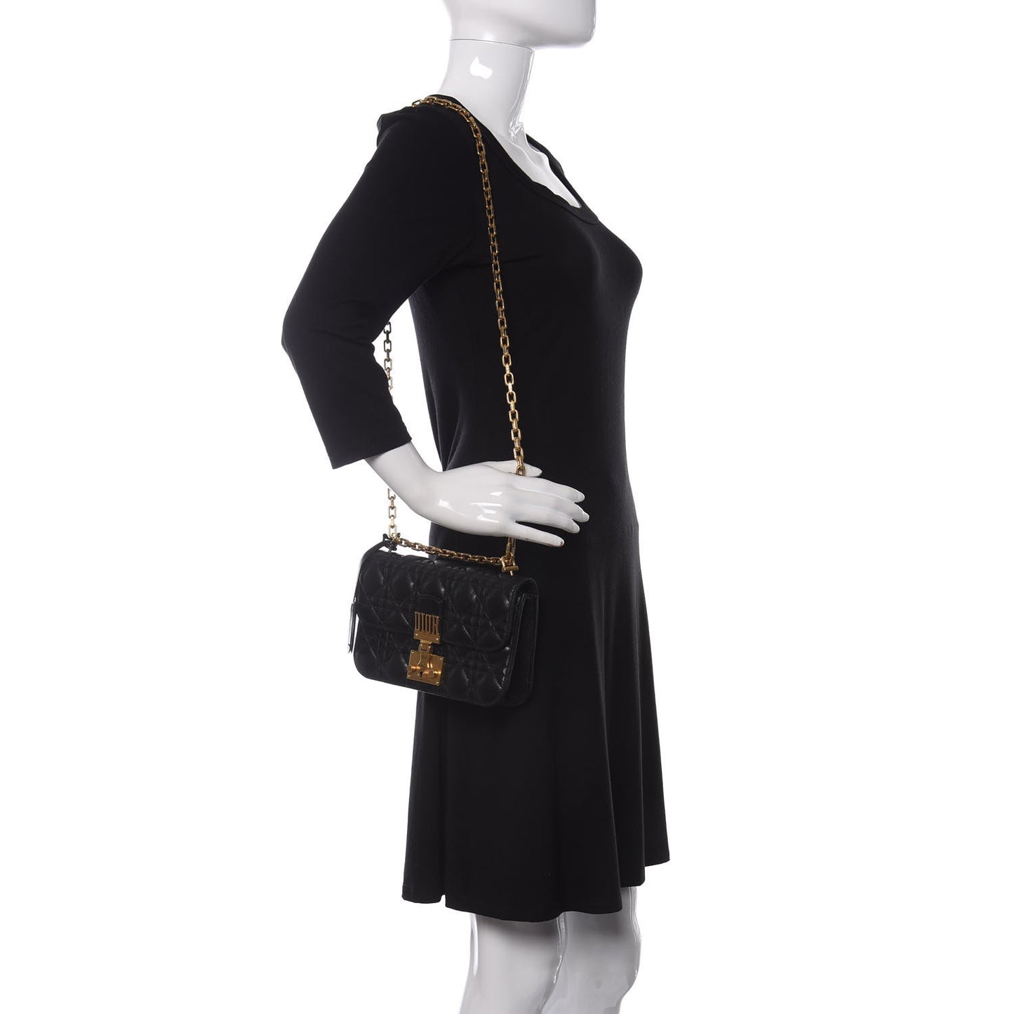 Lambskin Cannage Small Dioraddict Flap Bag Black
