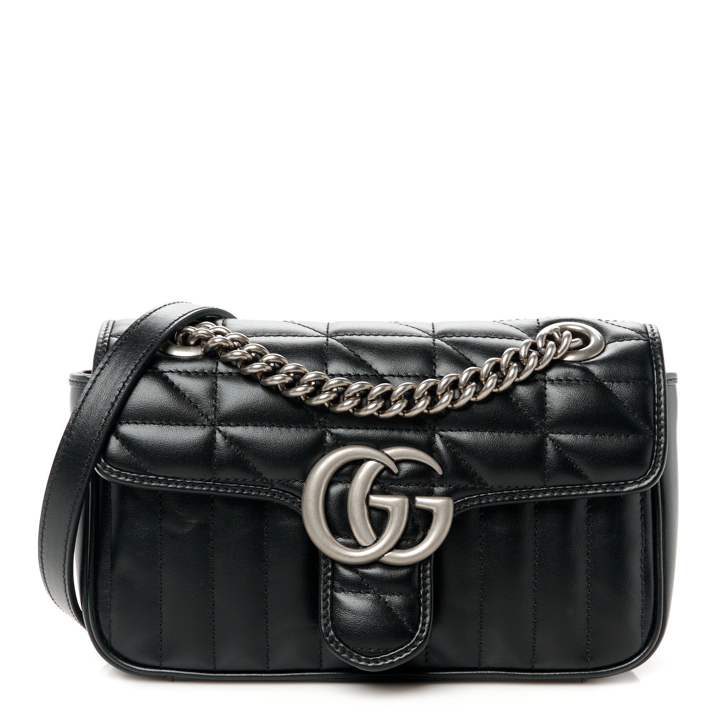 Calfskin Matelasse Aria Mini GG Marmont Shoulder Bag Black