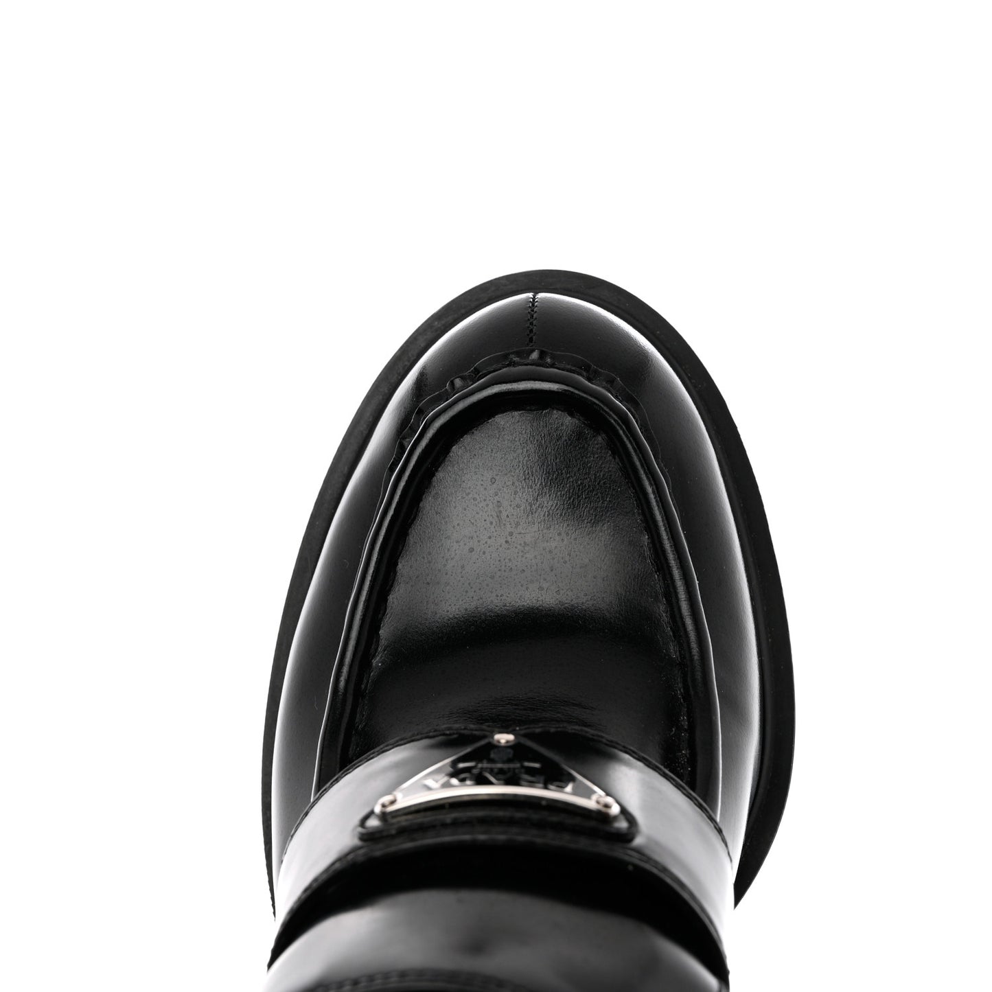 Spazzolato Metal Triangle Logo 85mm Loafers 41 Black