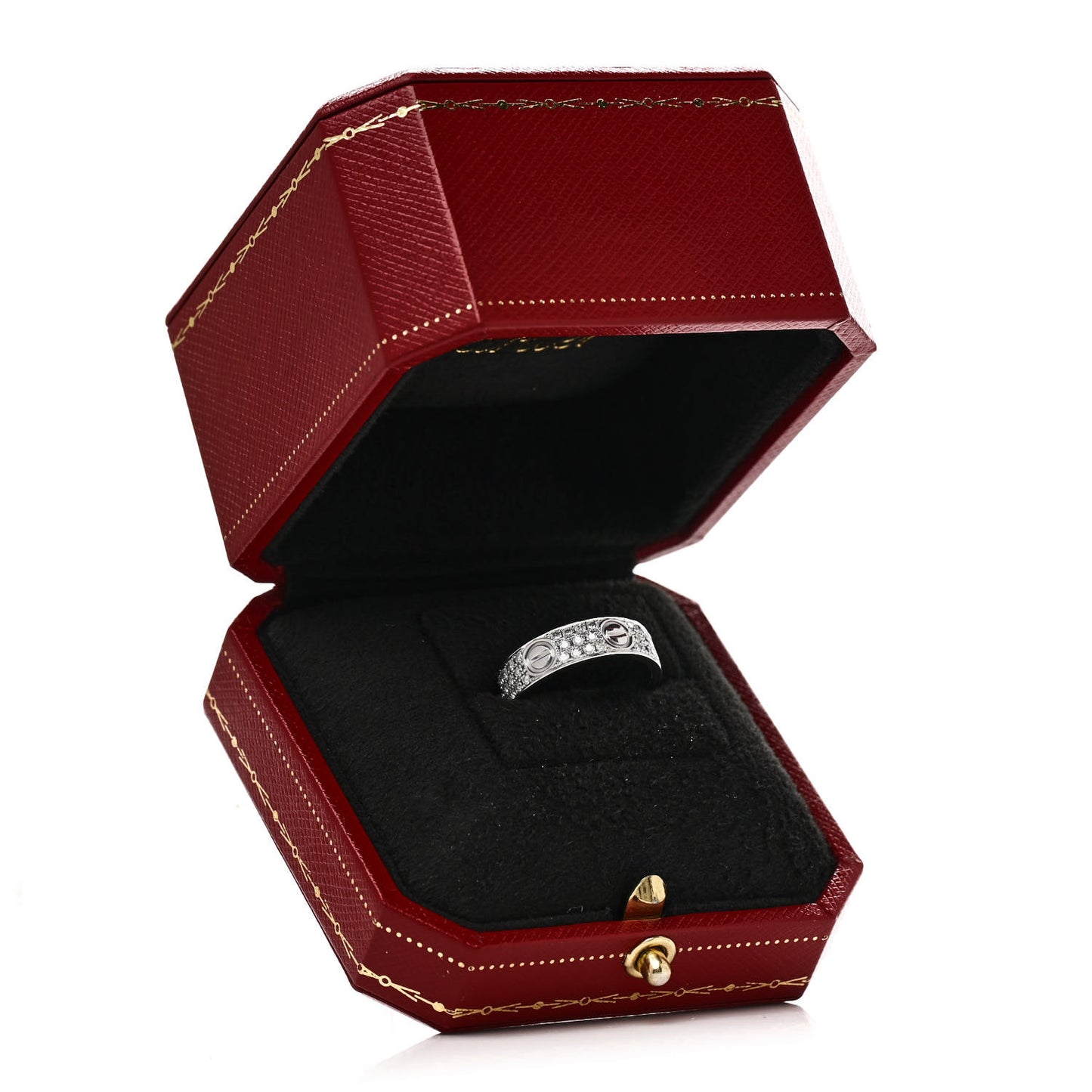 18K White Gold Diamond 5mm LOVE Wedding Paved Band Ring 53 6.5
