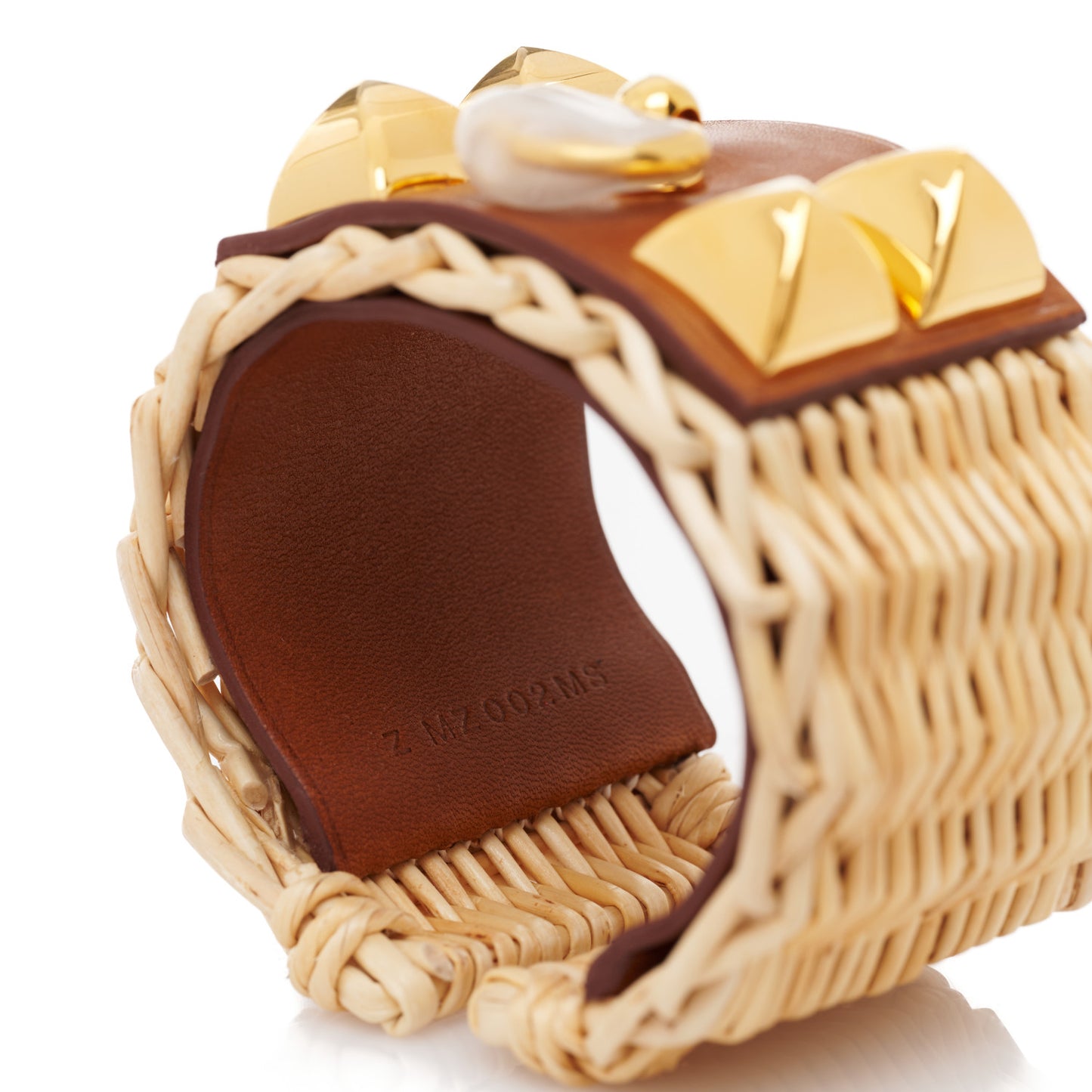 Wicker Barenia Medor Picnic Cuff Bracelet T3 Fauve