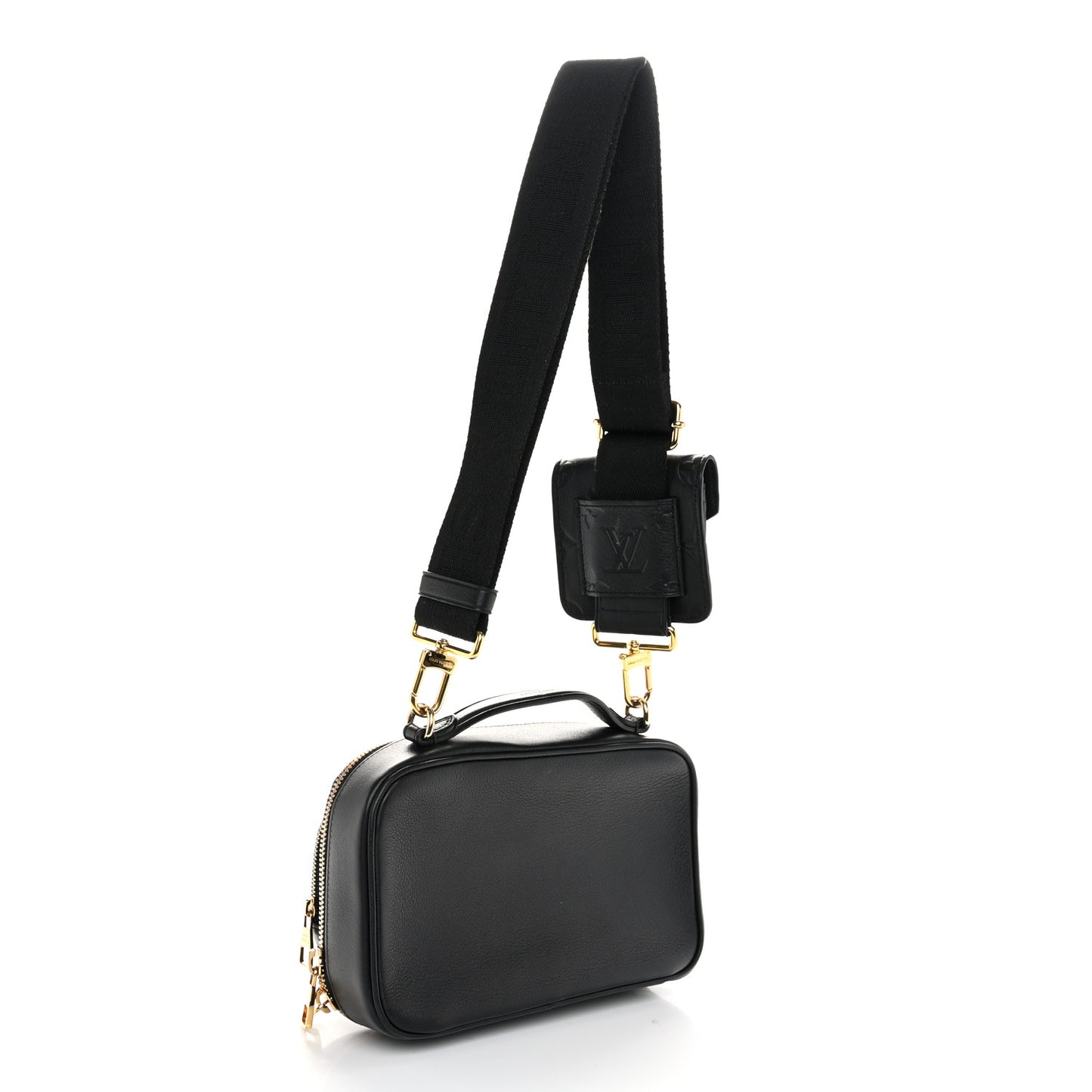 Calfskin Monogram Embossed Utility Crossbody Black