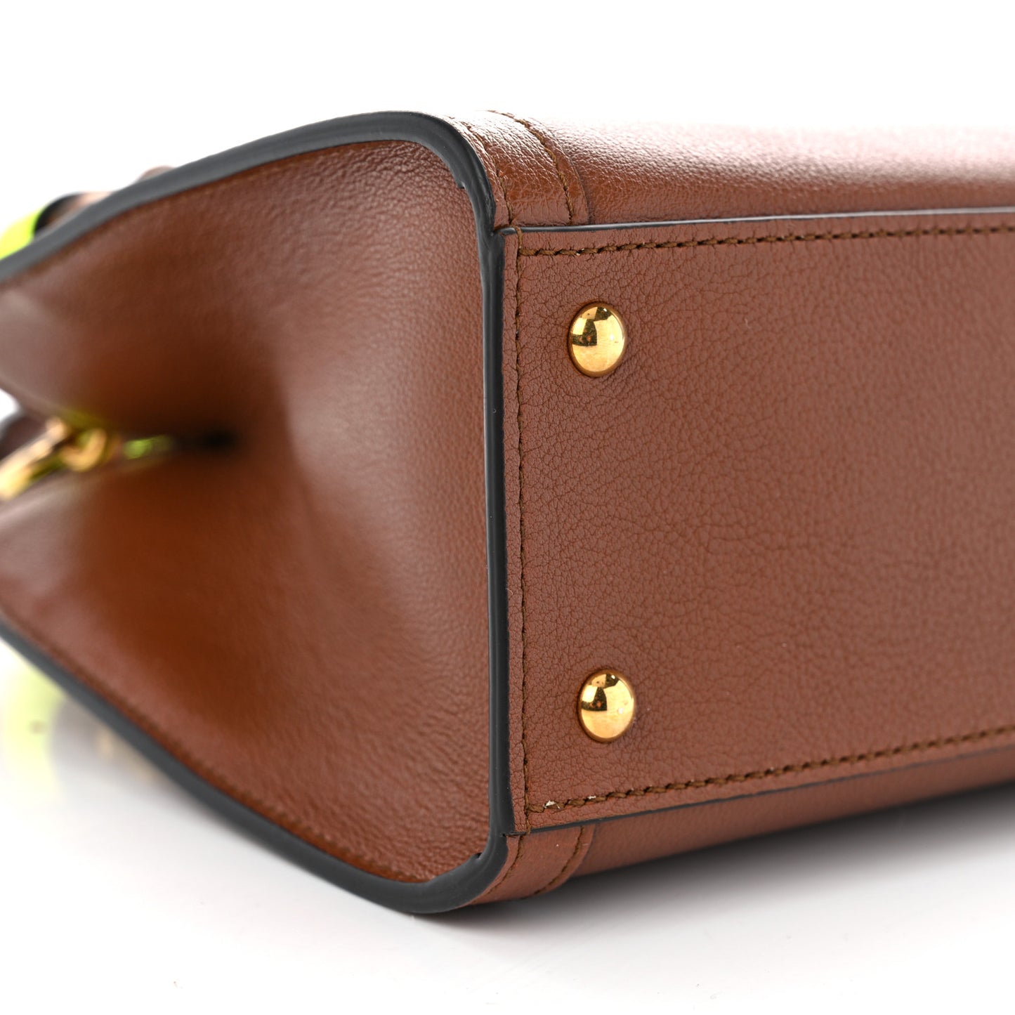 Wonka Grain Calfskin Mini Diana Tote Bag Cuir Yellow Fluo