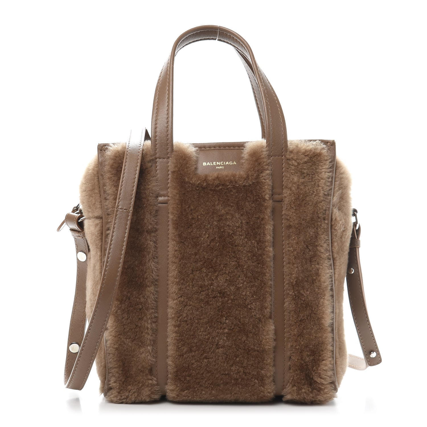 Balenciaga Shearling XS Bazar Shopper Tote Beige 647089 – FASHIONPHILE