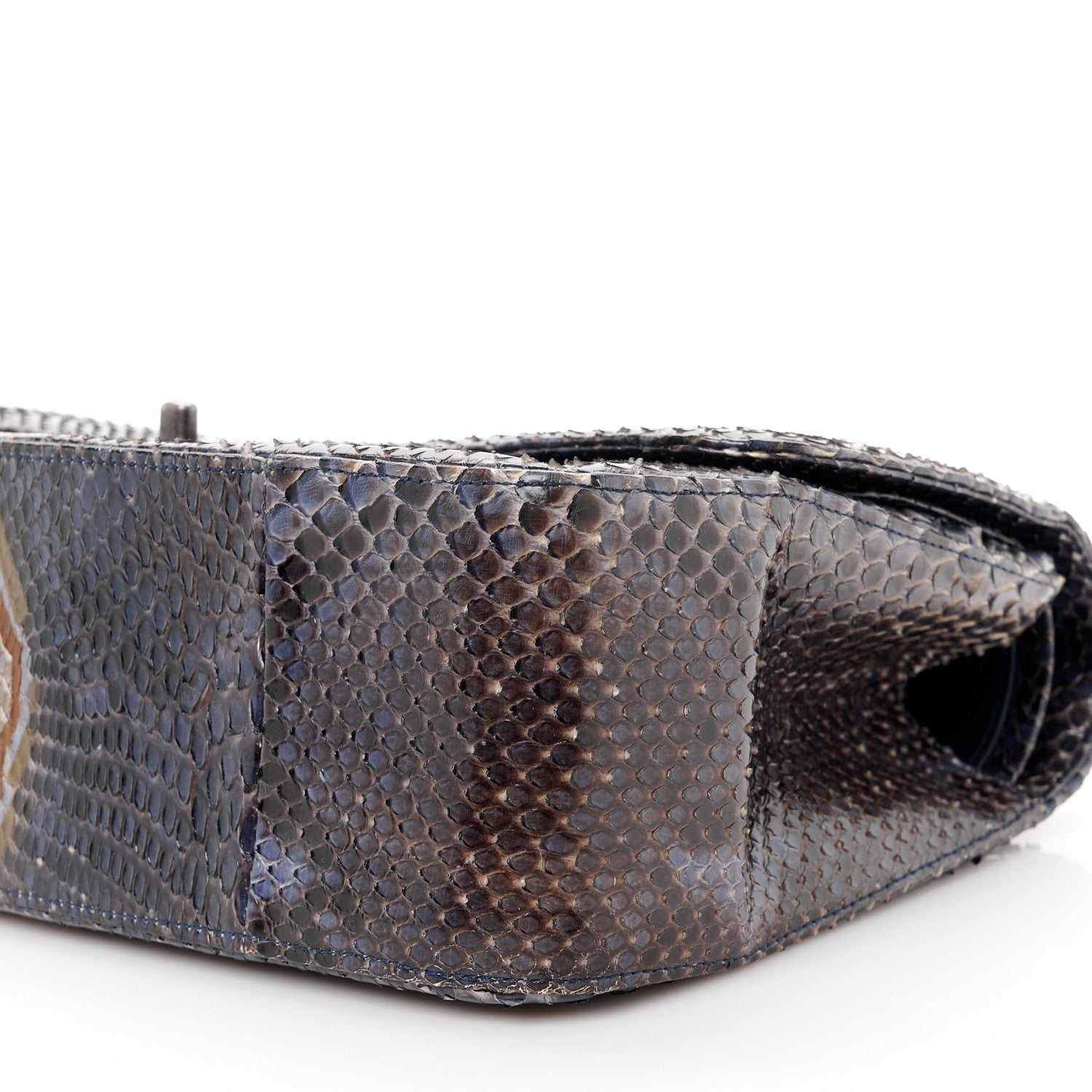 Chanel Metallic Snakeskin Jumbo Double Flap Blue 10 of 10