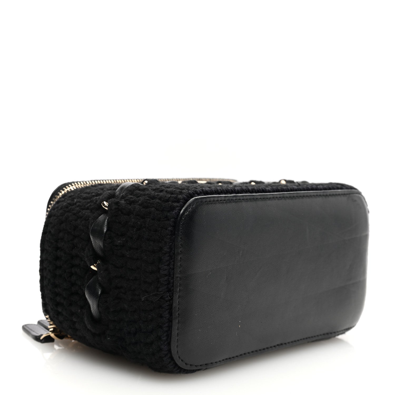 Chanel Lambskin Crochet Quilted Small Vanity Case With Chain Black 4 of 11