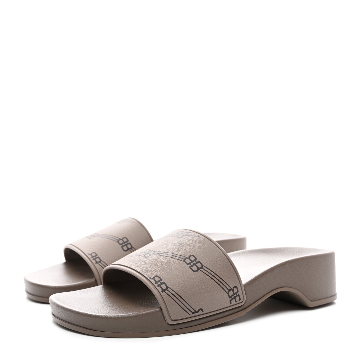 Balenciaga Rubber Allover Logo Womens Pool Wedge Slide Sandals 38 Dark Mink 3 of 8