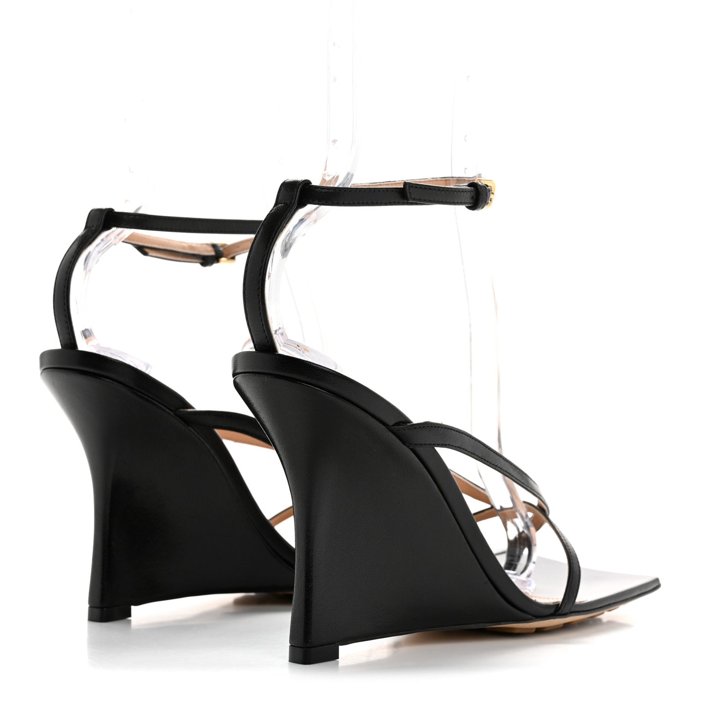 Lambskin Stretch Multi Strap 90mm Sandals 38.5 Black
