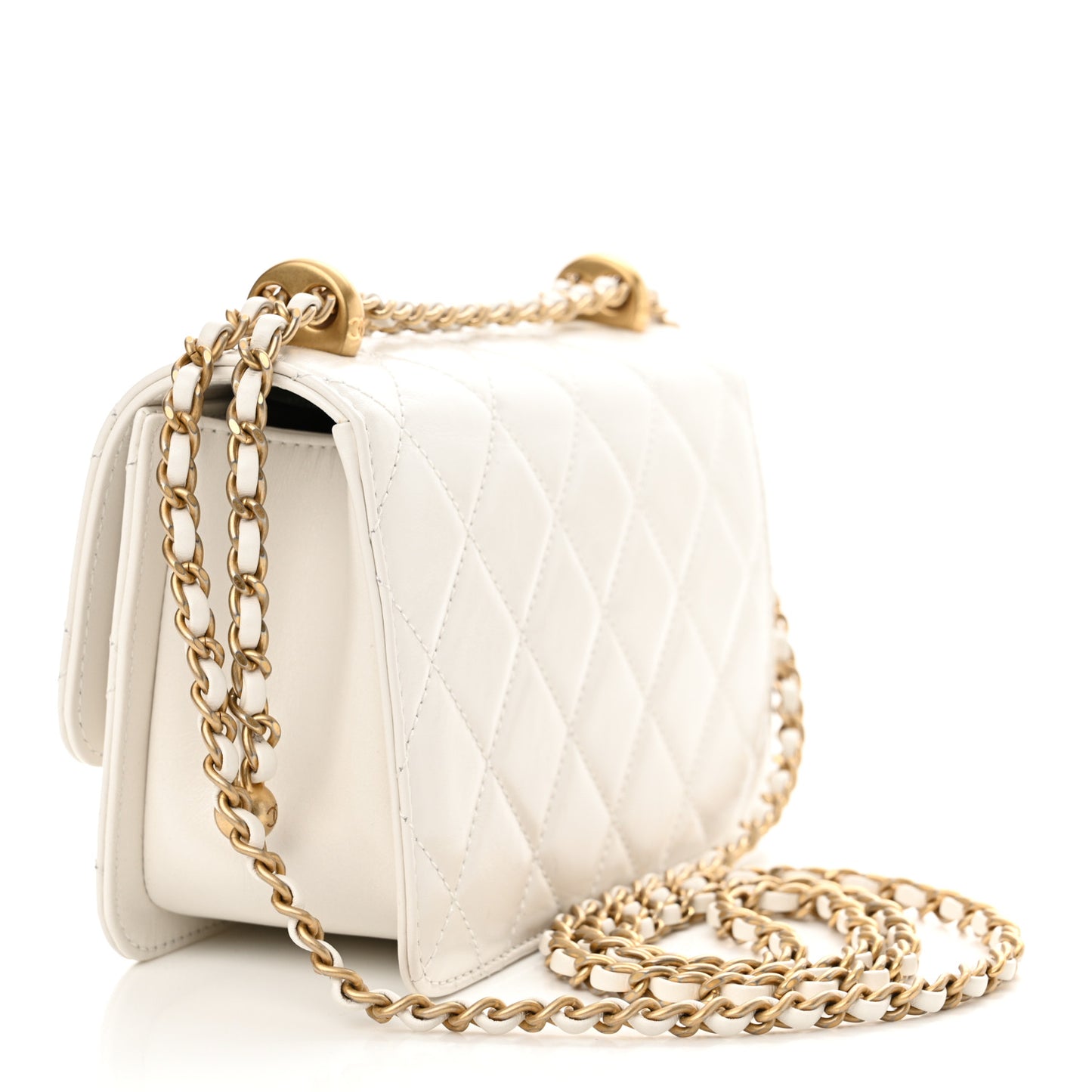 Calfskin Quilted Mini Perfect Fit Flap White