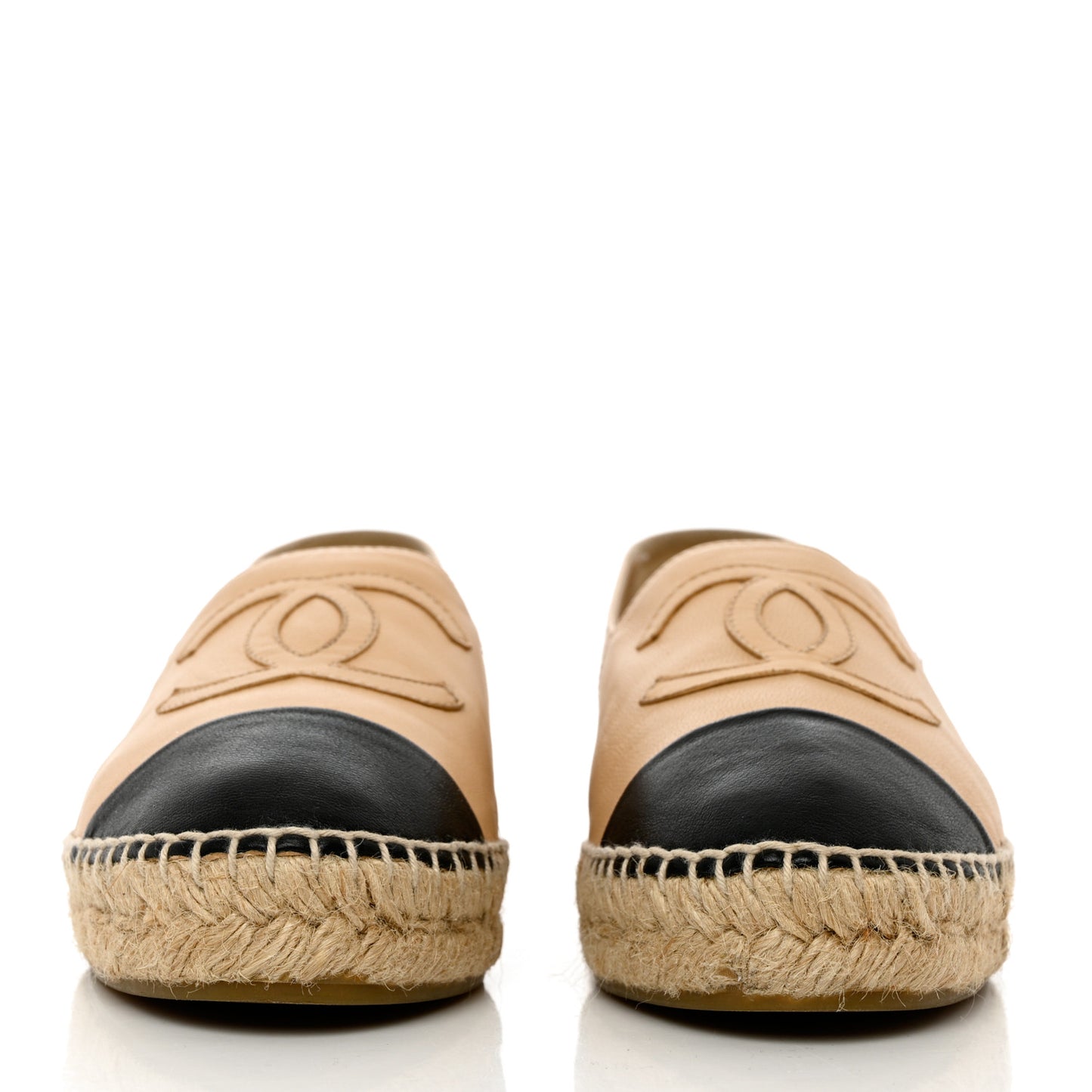 Lambskin CC Espadrilles 36 Beige Black