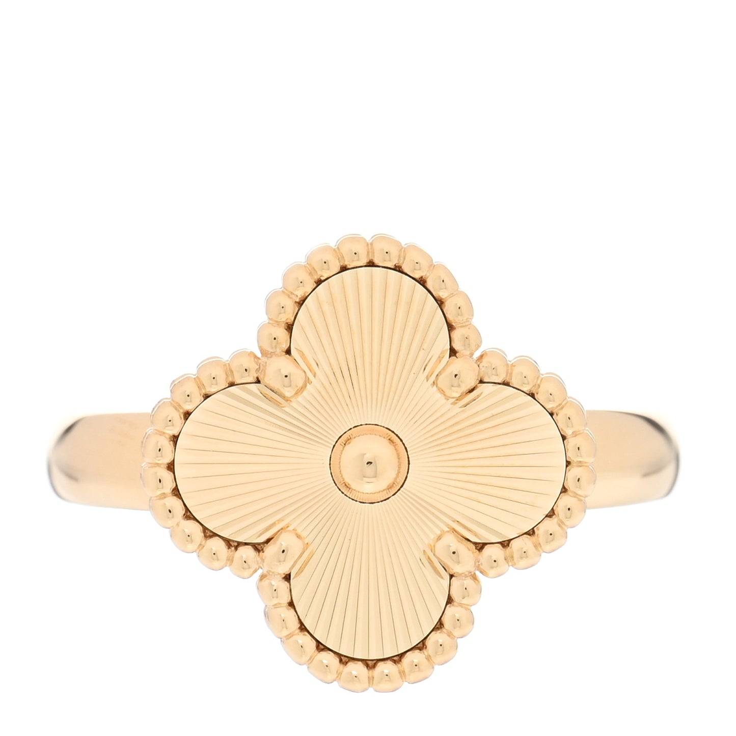 18K Yellow Gold Guilloche Vintage Alhambra Ring 54 7