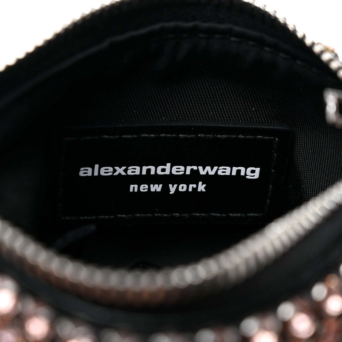 Mesh Crystal Rhinestone Nano Heiress Shoulder Bag Black Pink