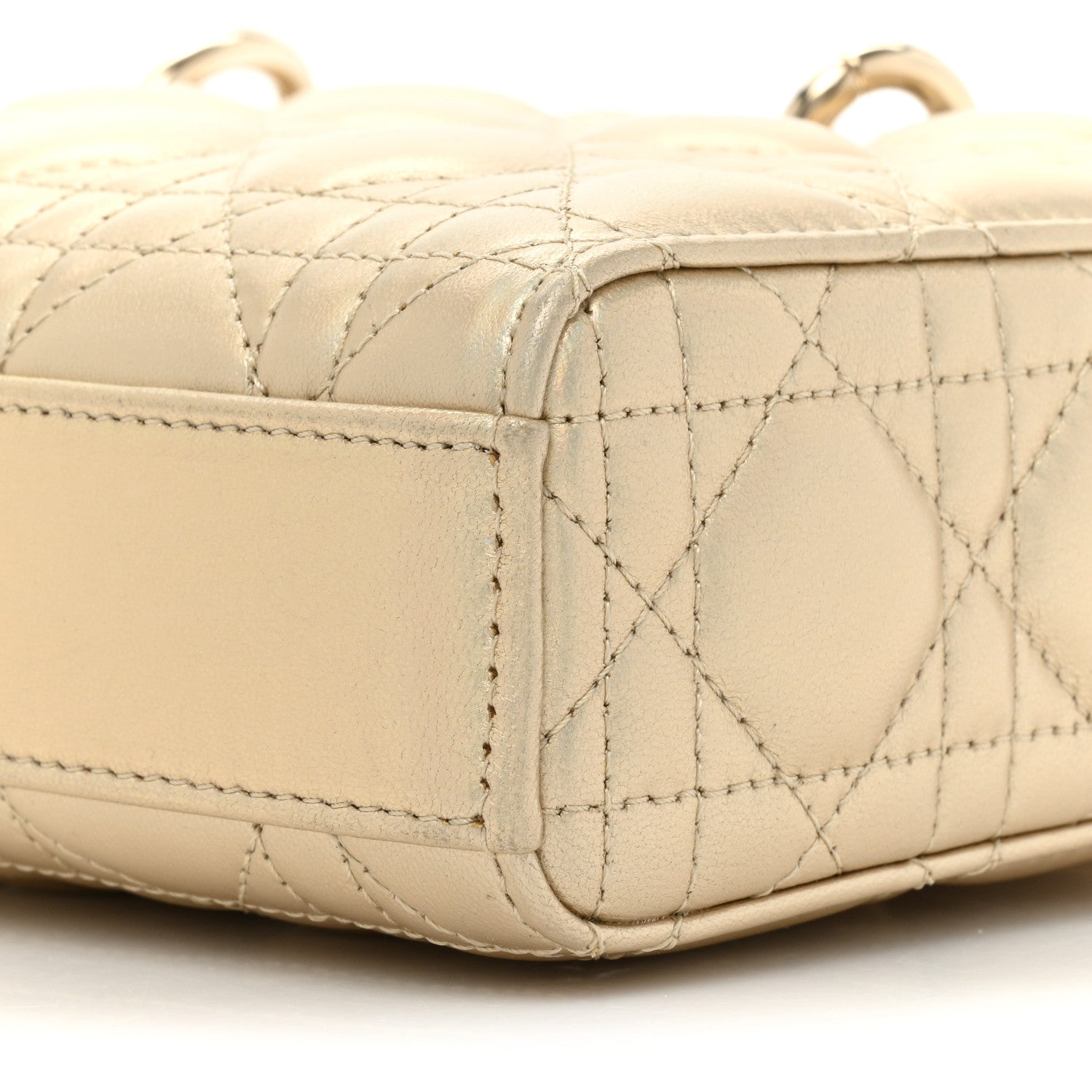 Christian Dior Metallic Lambskin Cannage Medium Lady D-Joy Or 7 of 8