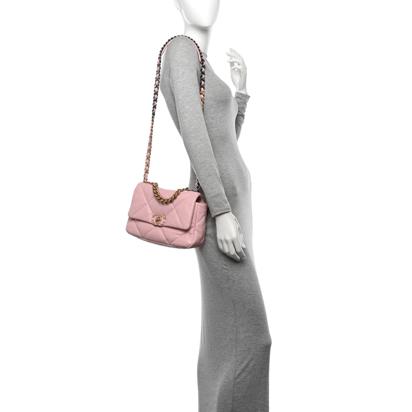 Lambskin Quilted Medium Chanel 19 Flap Light Pink