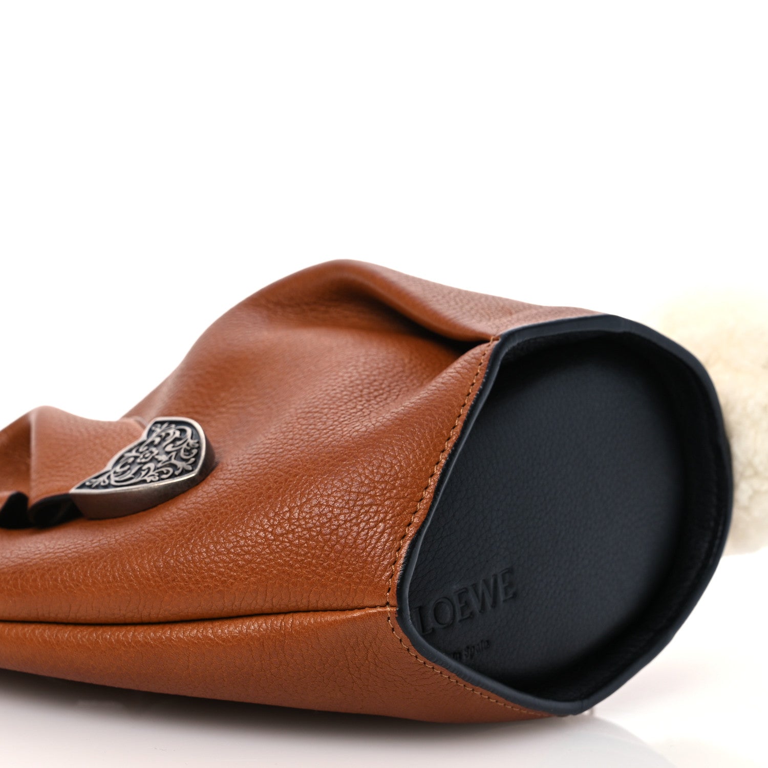 Loewe Calfskin Shearling Mini Bunny Western Crossbody Bag Walnut 7 of 11