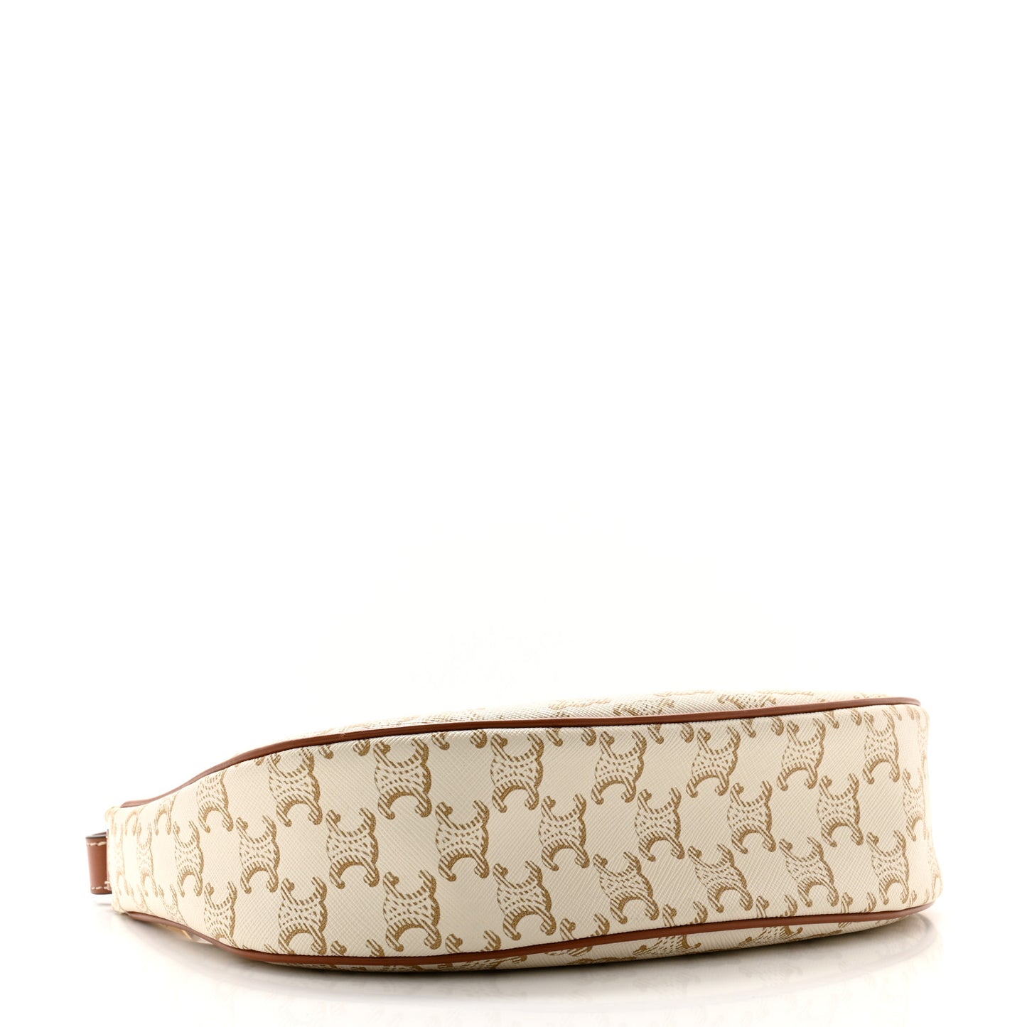 Canvas Calfskin Ava Triomphe Shoulder Bag White