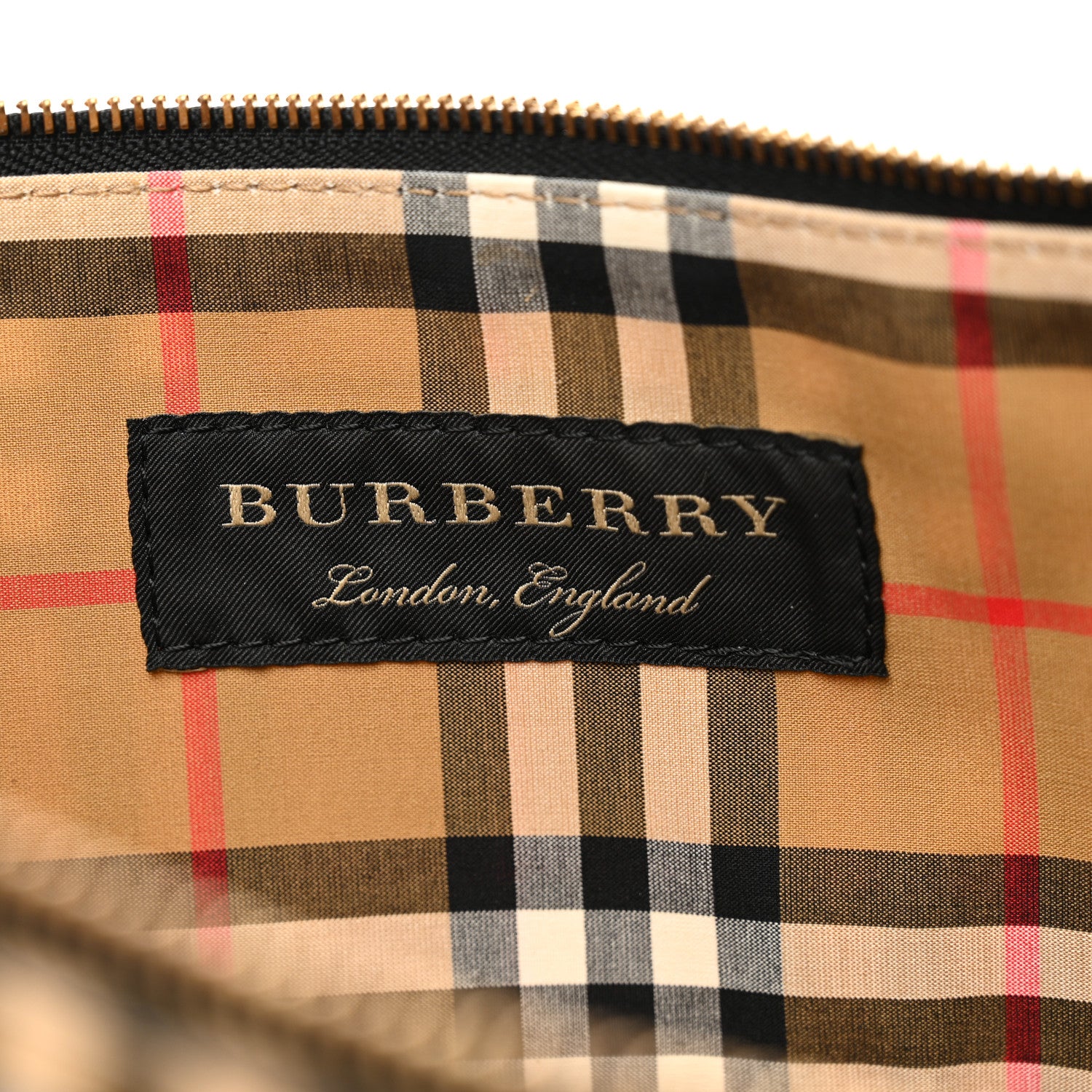 Burberry Coated Canvas Vintage Check Large Zip Pouch Antique Yellow 6 of 7