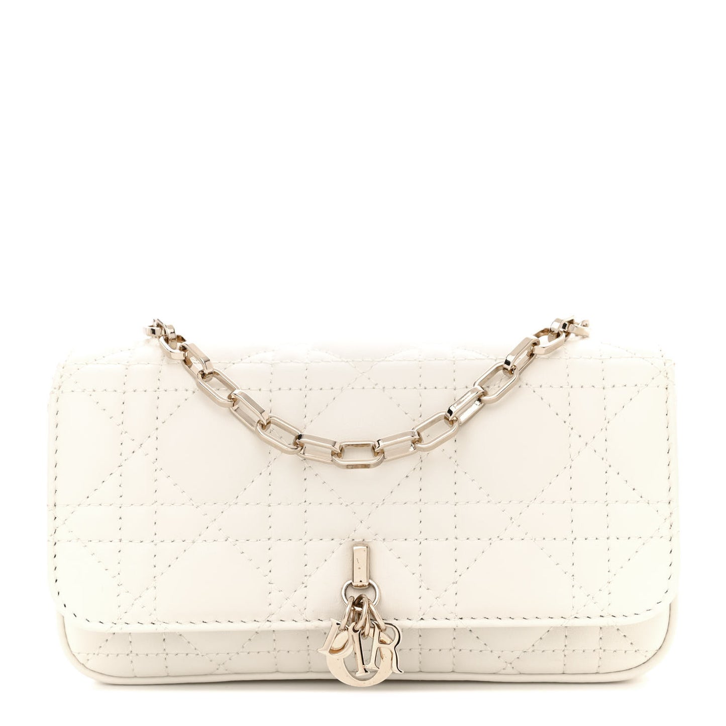 Lambskin Cannage Dior Talk Phone Pouch Latte
