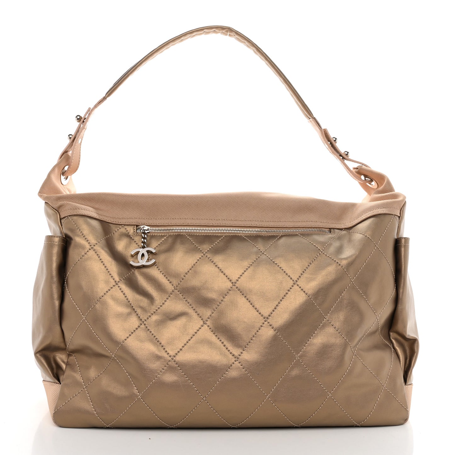Metallic Coated Canvas Paris Biarritz XL Travel Bag Gold