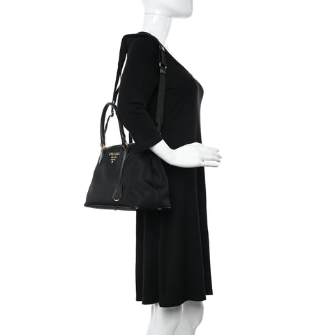 Tessuto Nylon Soft Calf Small Tote Black