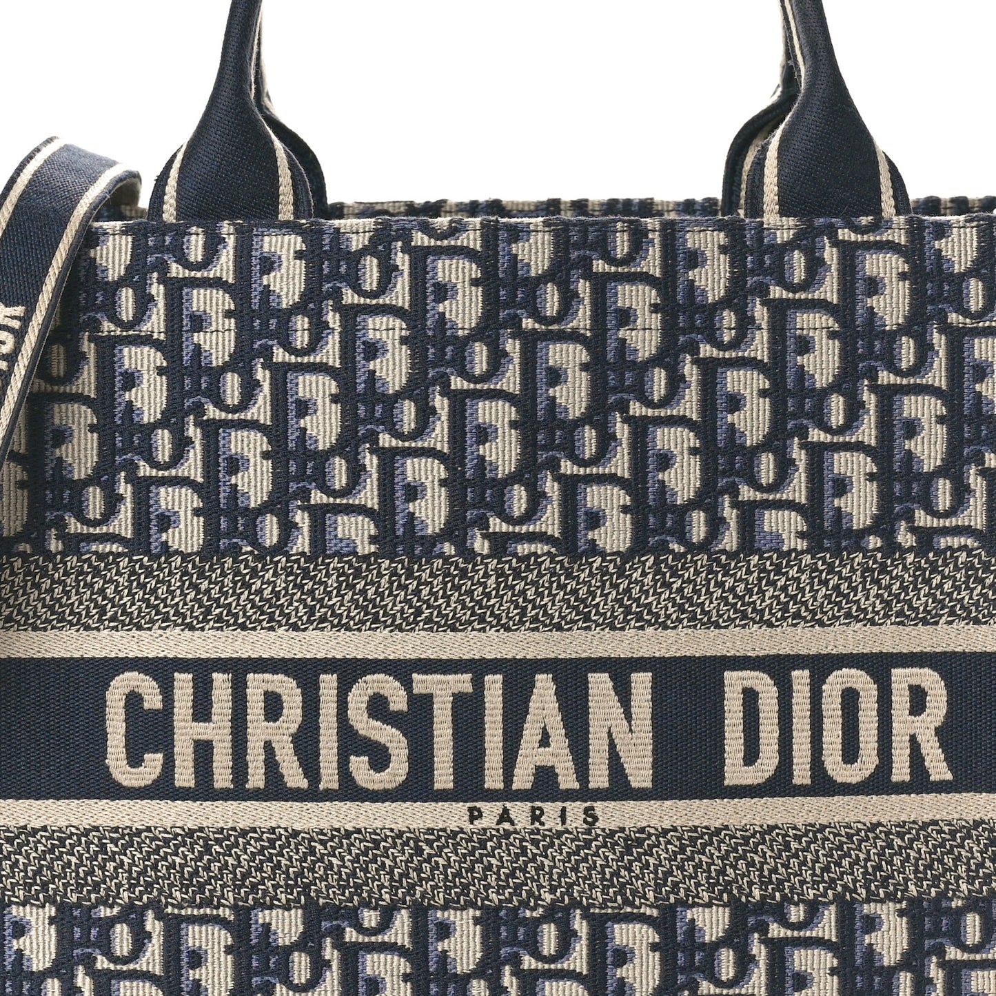 Oblique Calfskin Medium Book Tote With Strap Blue Multicolor