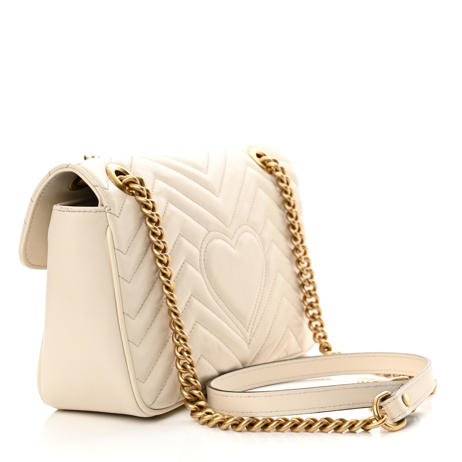 Gucci Calfskin Matelasse Small GG Marmont Shoulder Bag White 3 of 15