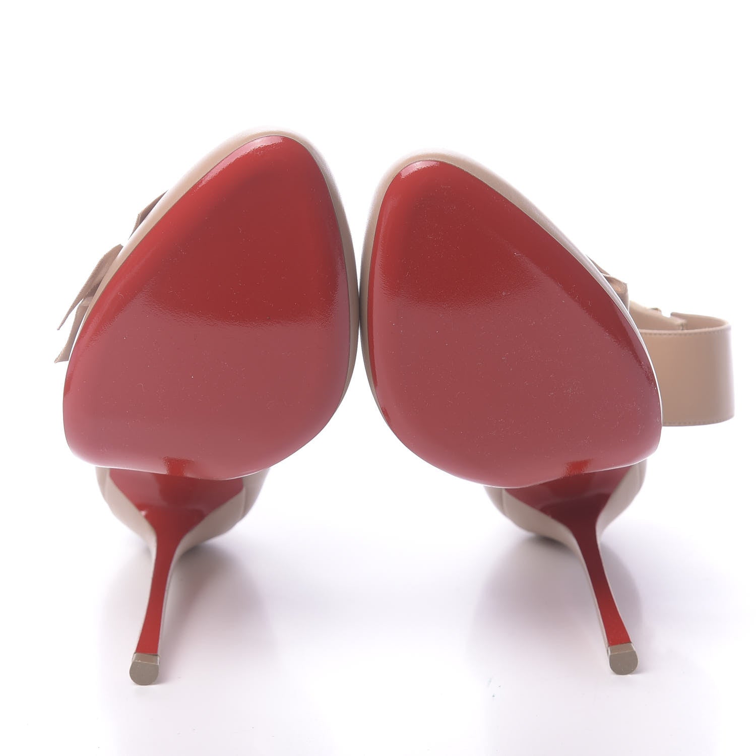 Christian Louboutin Shiny Calf Bow Fetish 120 Pumps 40.5 Nude Gold 5 of 9