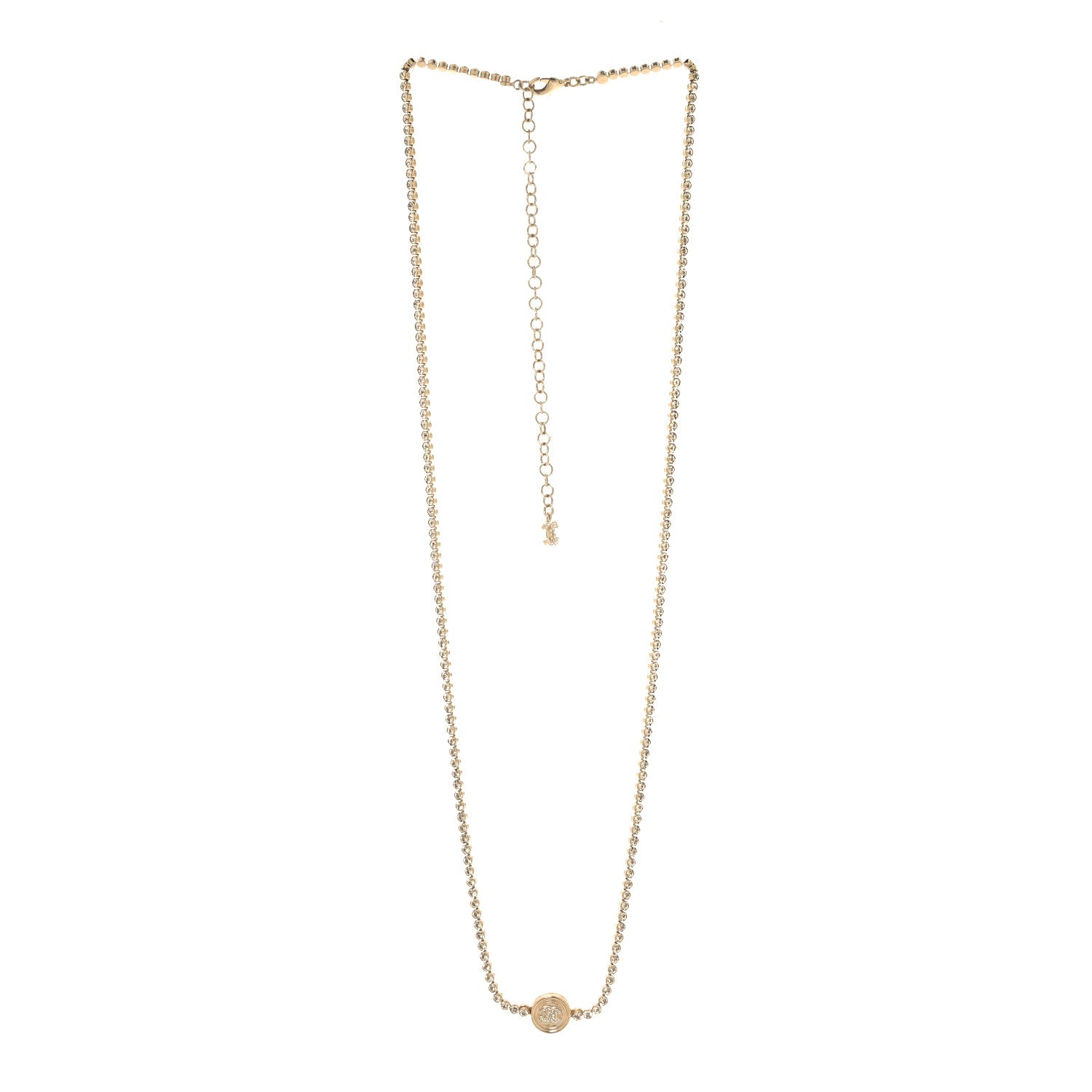 Chanel Crystal CC Chain Short Necklace Gold 3 of 5