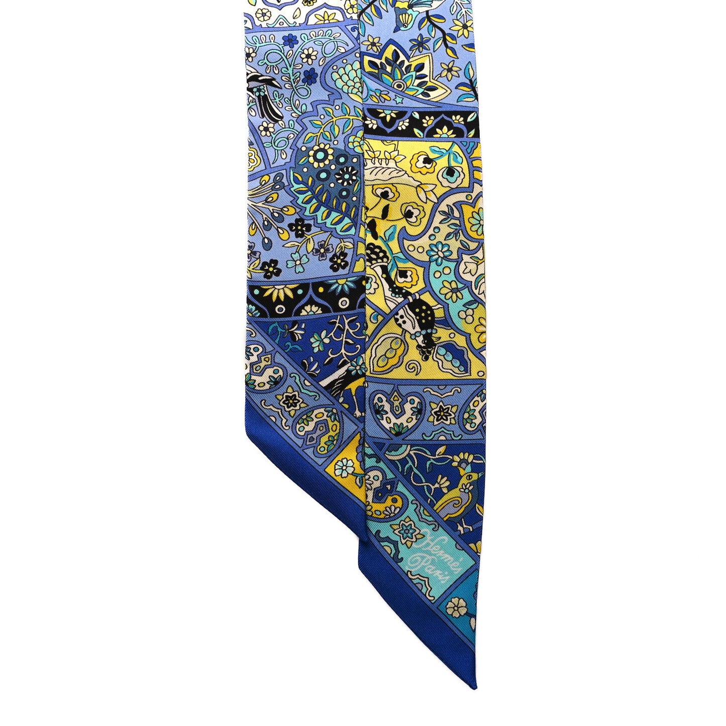 Silk Au Pays Des Oiseaux Fleurs Twilly Bleu Dur Jaune Vif Turquosie
