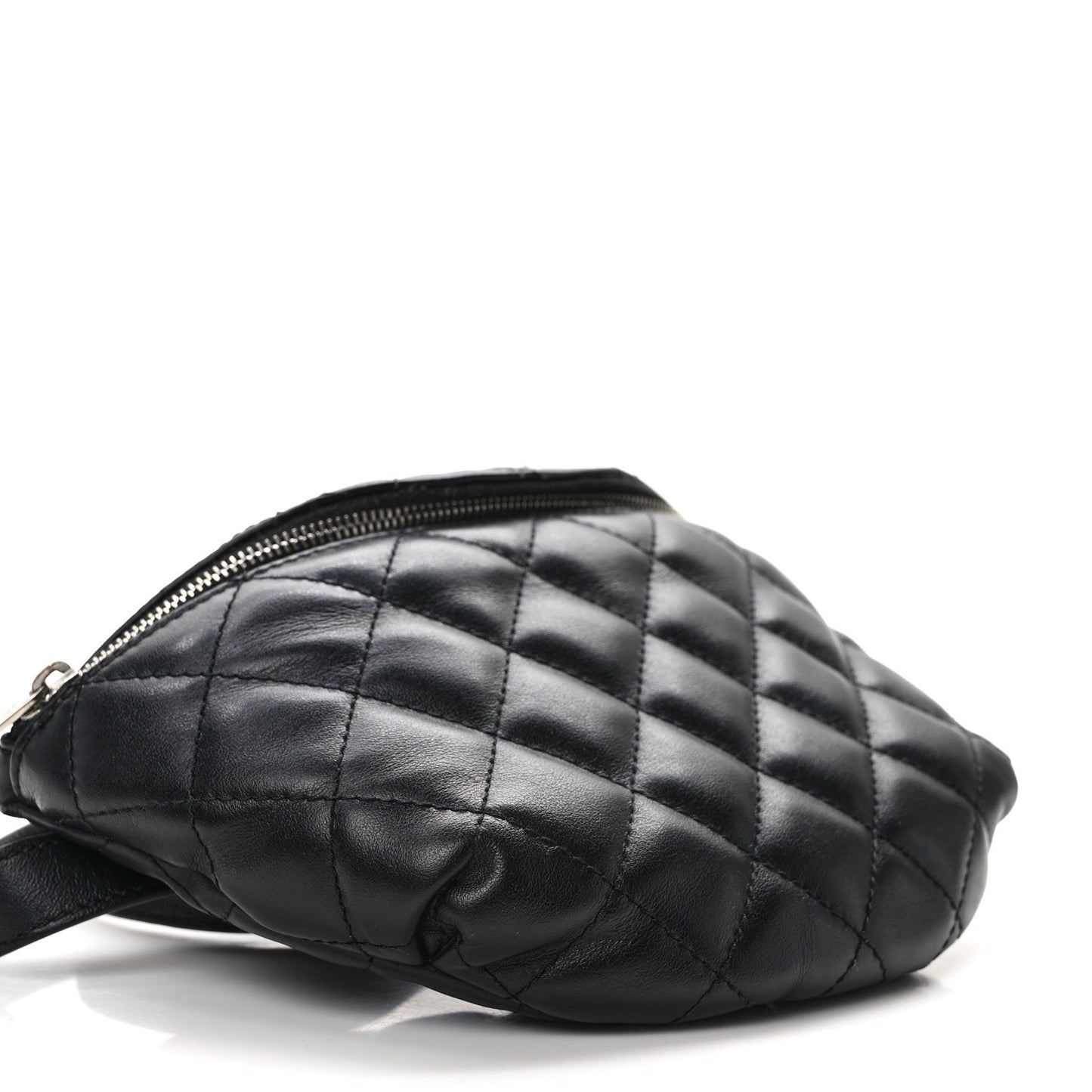 Calfskin Quilted Waist Belt Bag Black