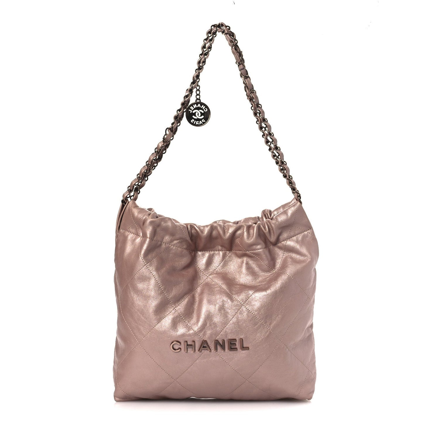 Metallic Calfskin Quilted Small Chanel 22 Pink