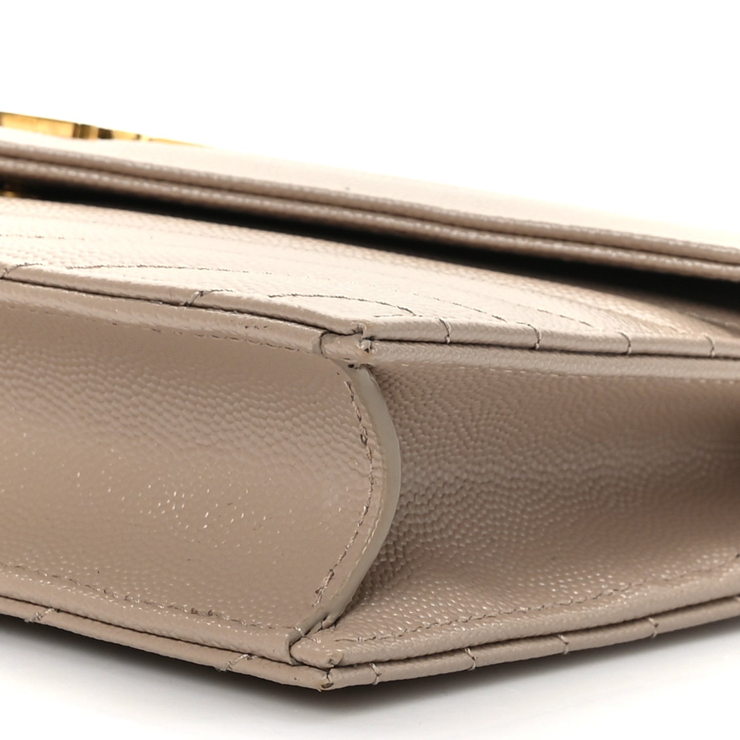 Grain De Poudre Matelasse Chevron Monogram Envelope Chain Wallet Dark Beige