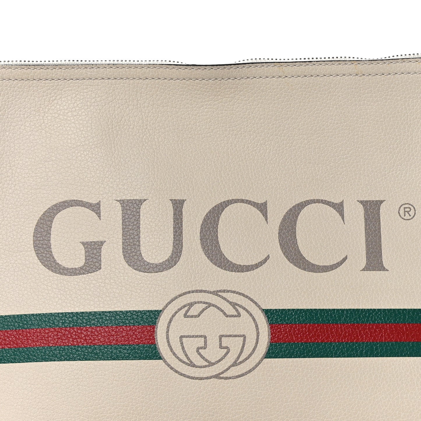 Pebbled Calfskin Medium Logo Portfolio Clutch White