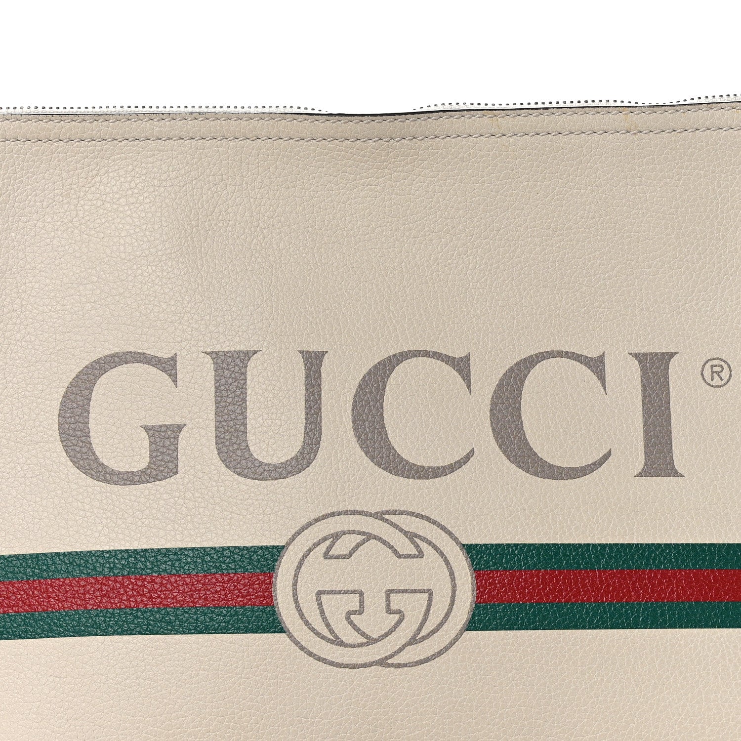 Gucci Pebbled Calfskin Medium Logo Portfolio Clutch White 8 of 8
