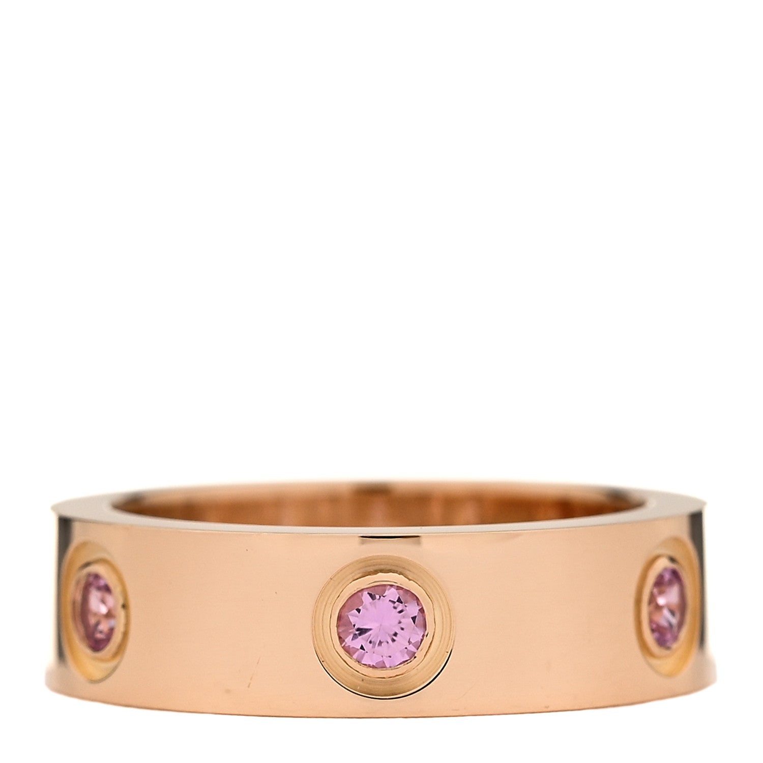 Cartier 18K Pink Gold 6 Pink Sapphire 5.5mm LOVE Ring 51 5.75