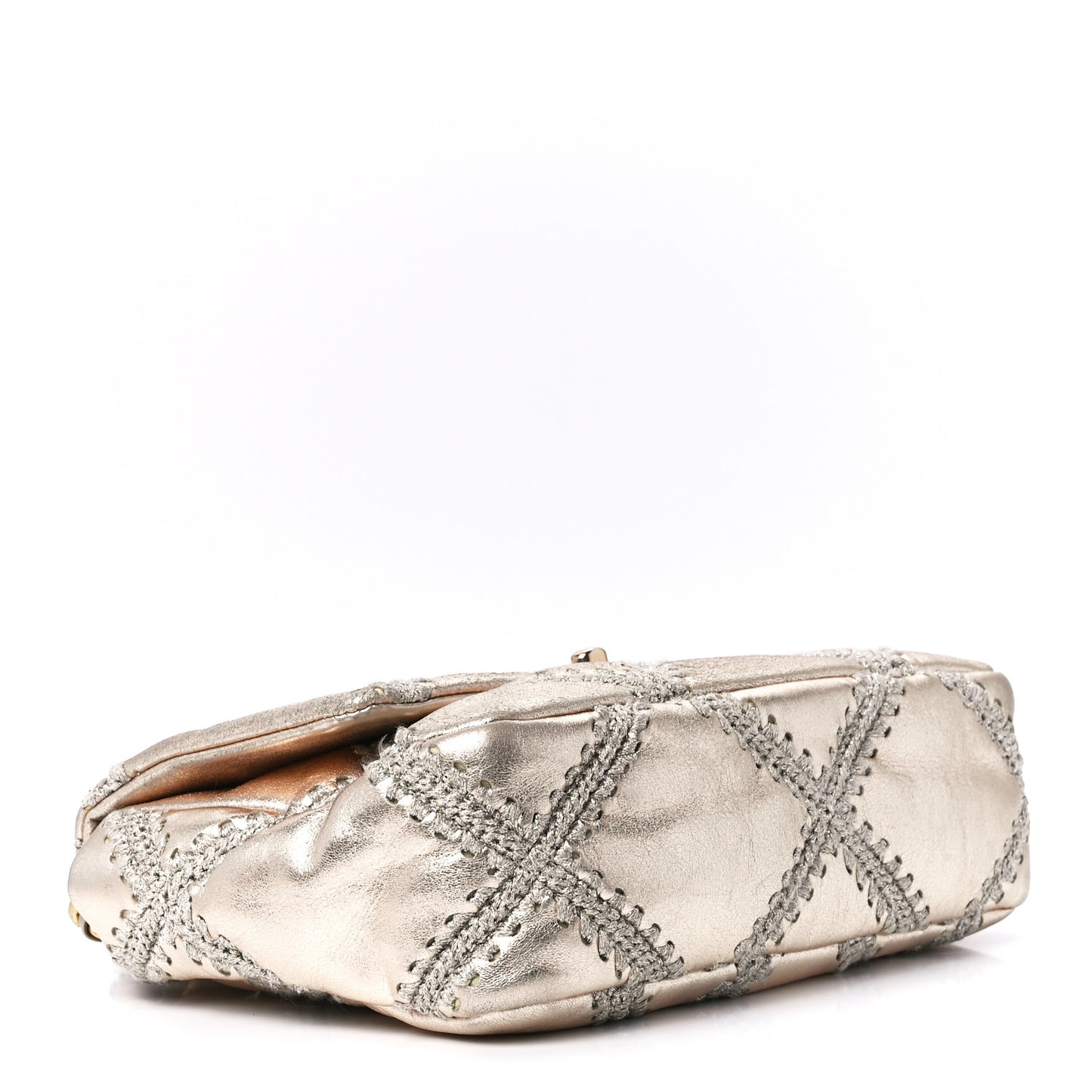 Metallic Calfskin Crochet Medium Chanel 19 Flap Gold