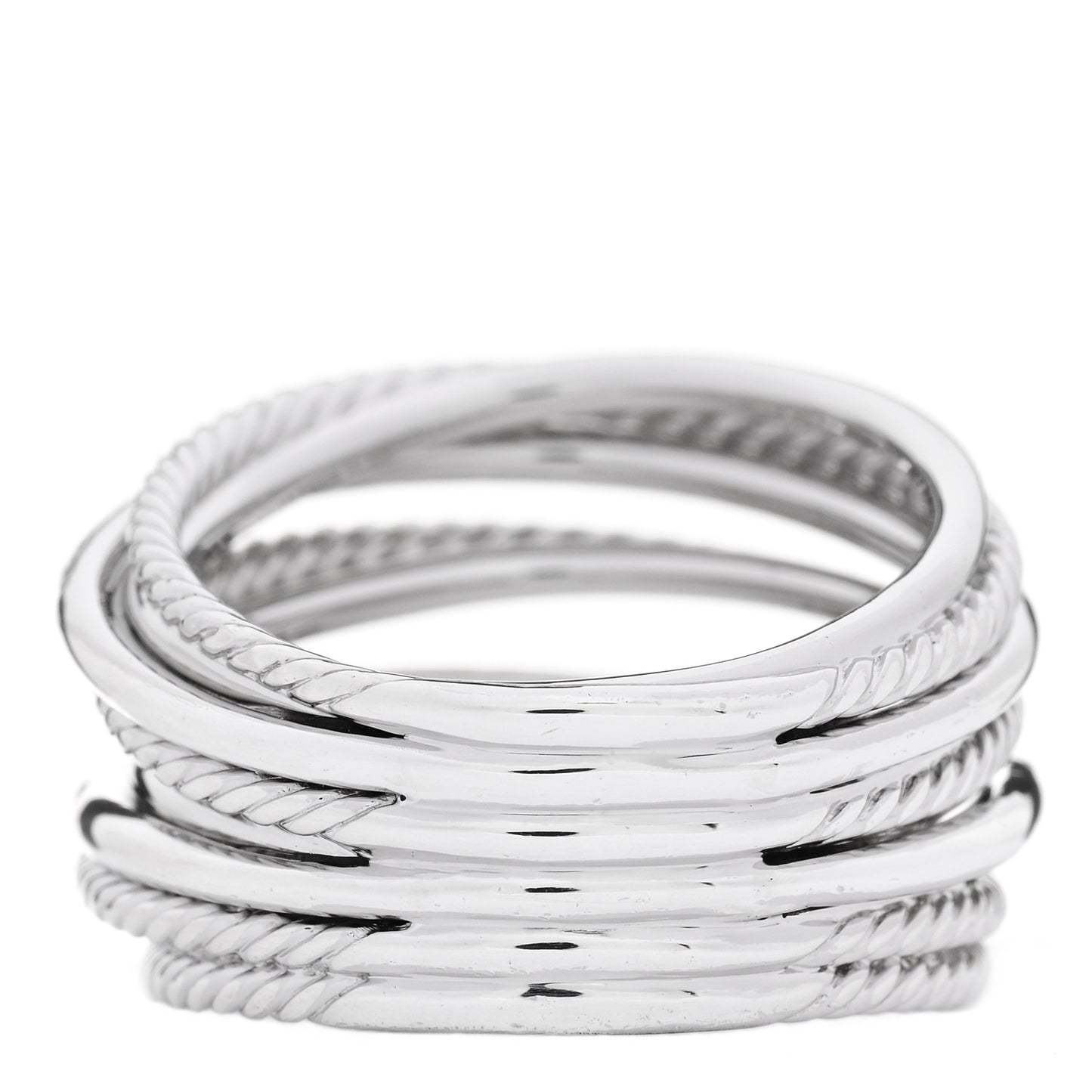 Sterling Silver Diamond 17.8mm Crossover Cable Ring 58 8.25
