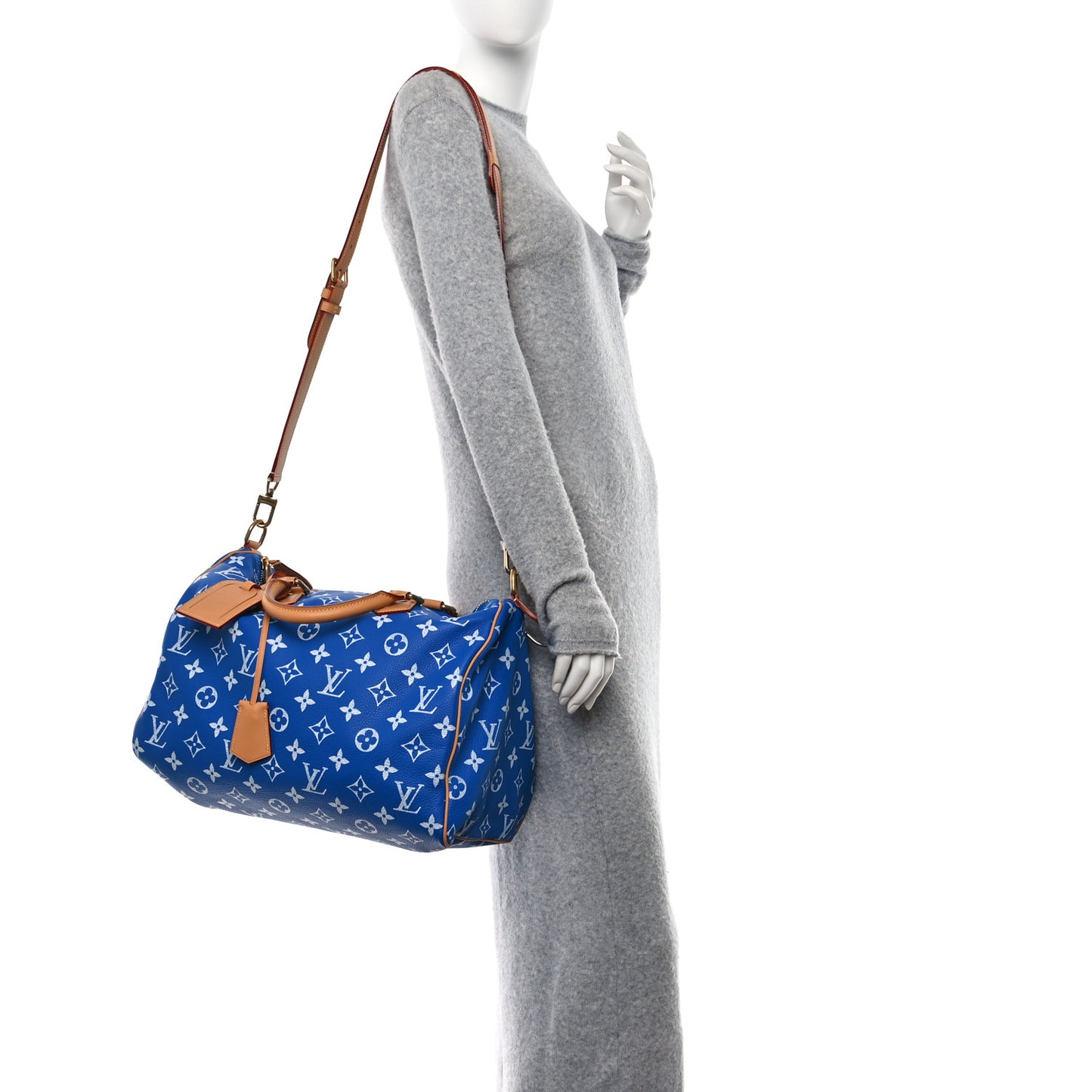 Calfskin Monogram Speedy P9 Bandouliere 40 Blue