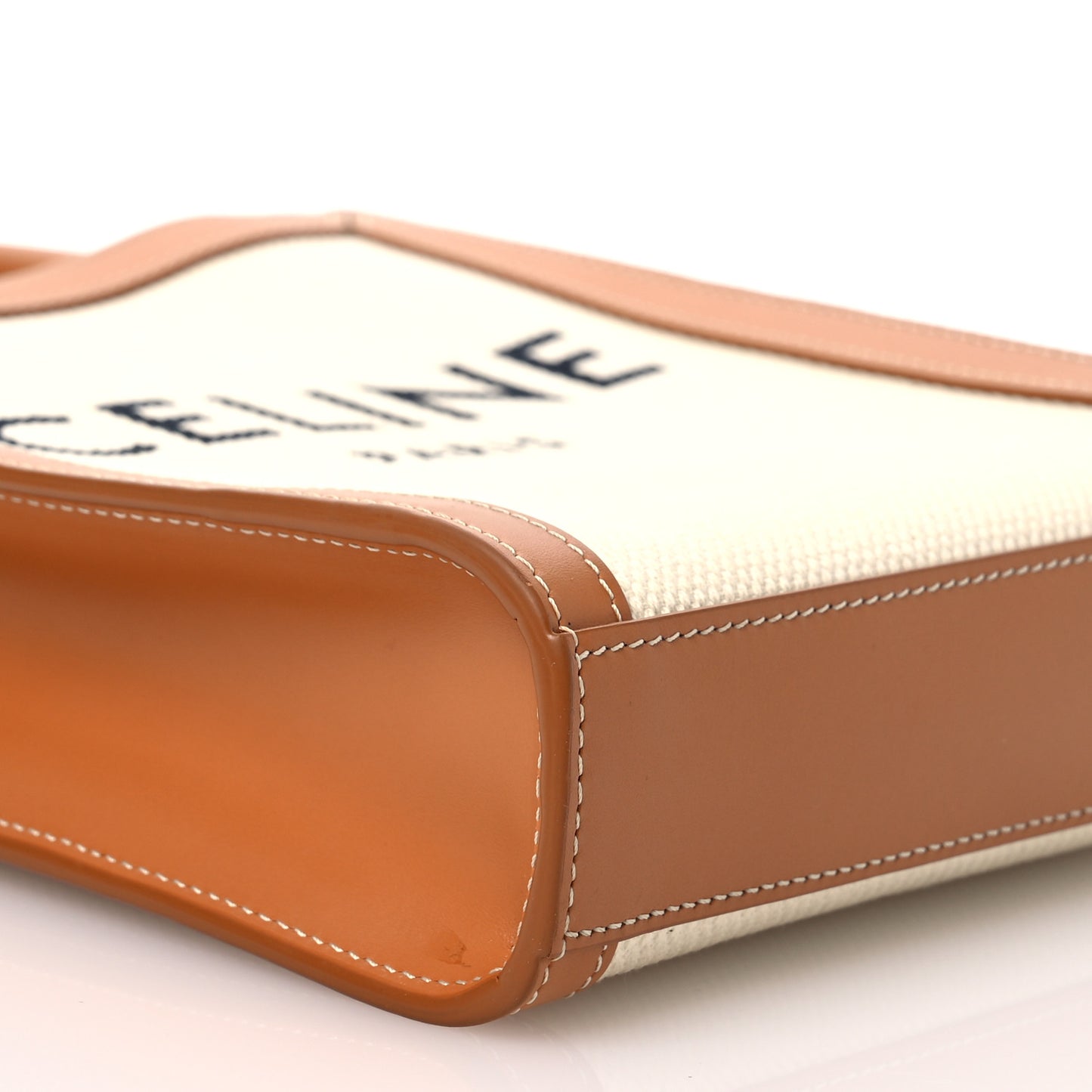 Canvas Calfskin Mini Vertical Cabas Natural Tan