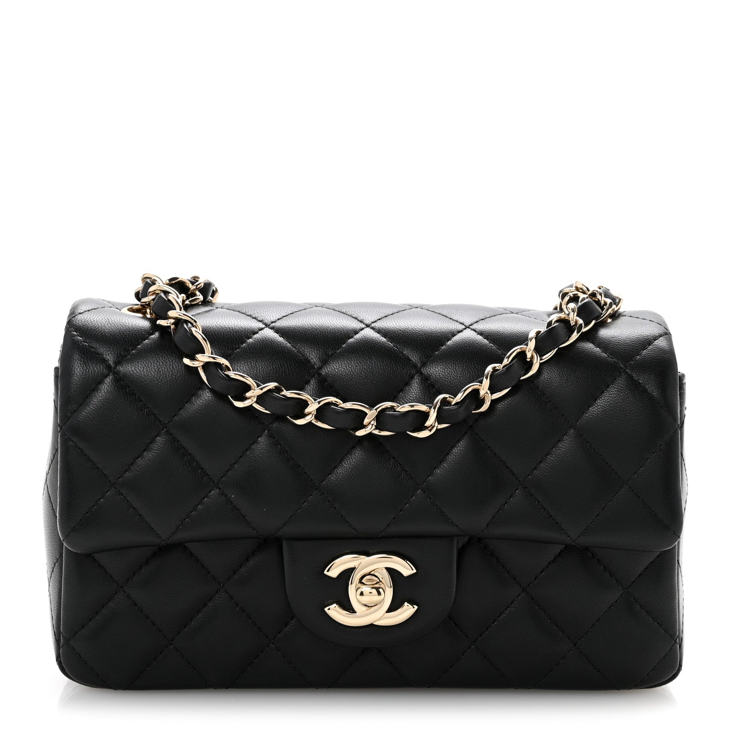 Chanel Lambskin Quilted Mini Rectangular Flap Black 1885294