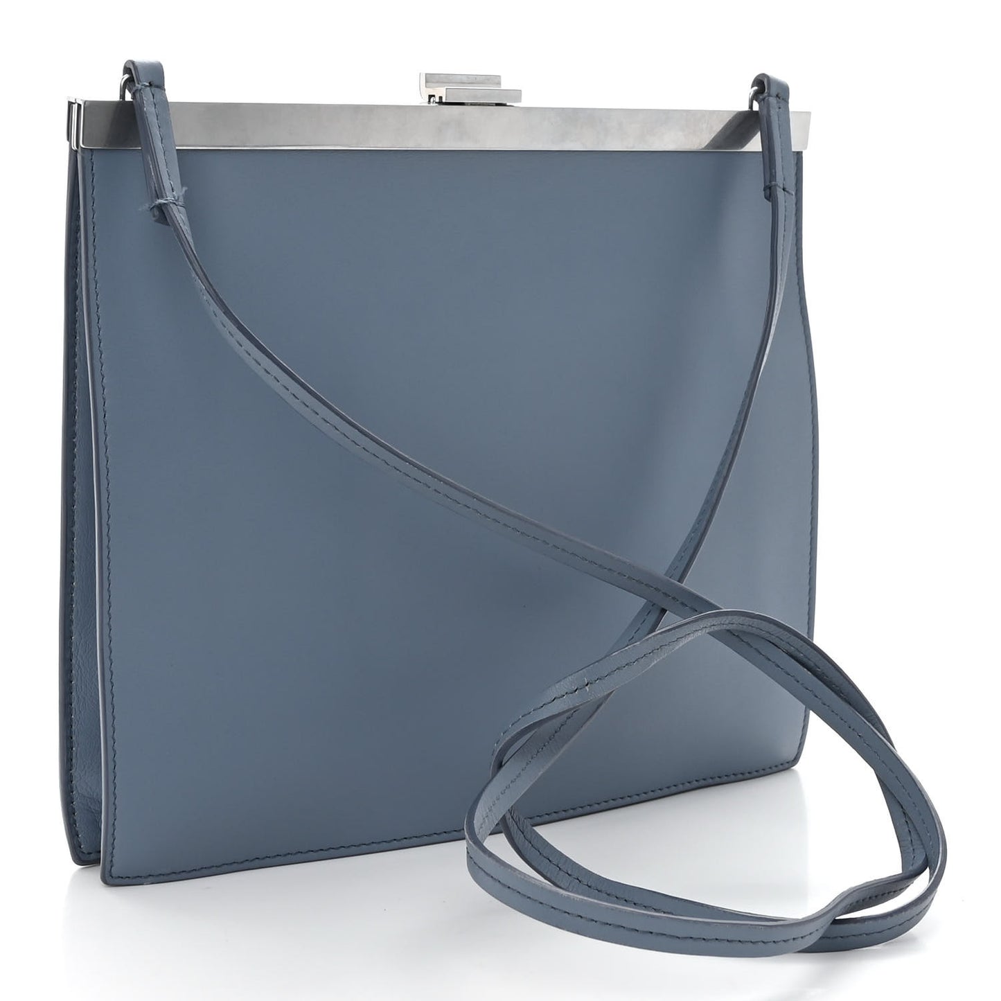 Smooth Calfskin Mini Clasp Bag Medium Blue
