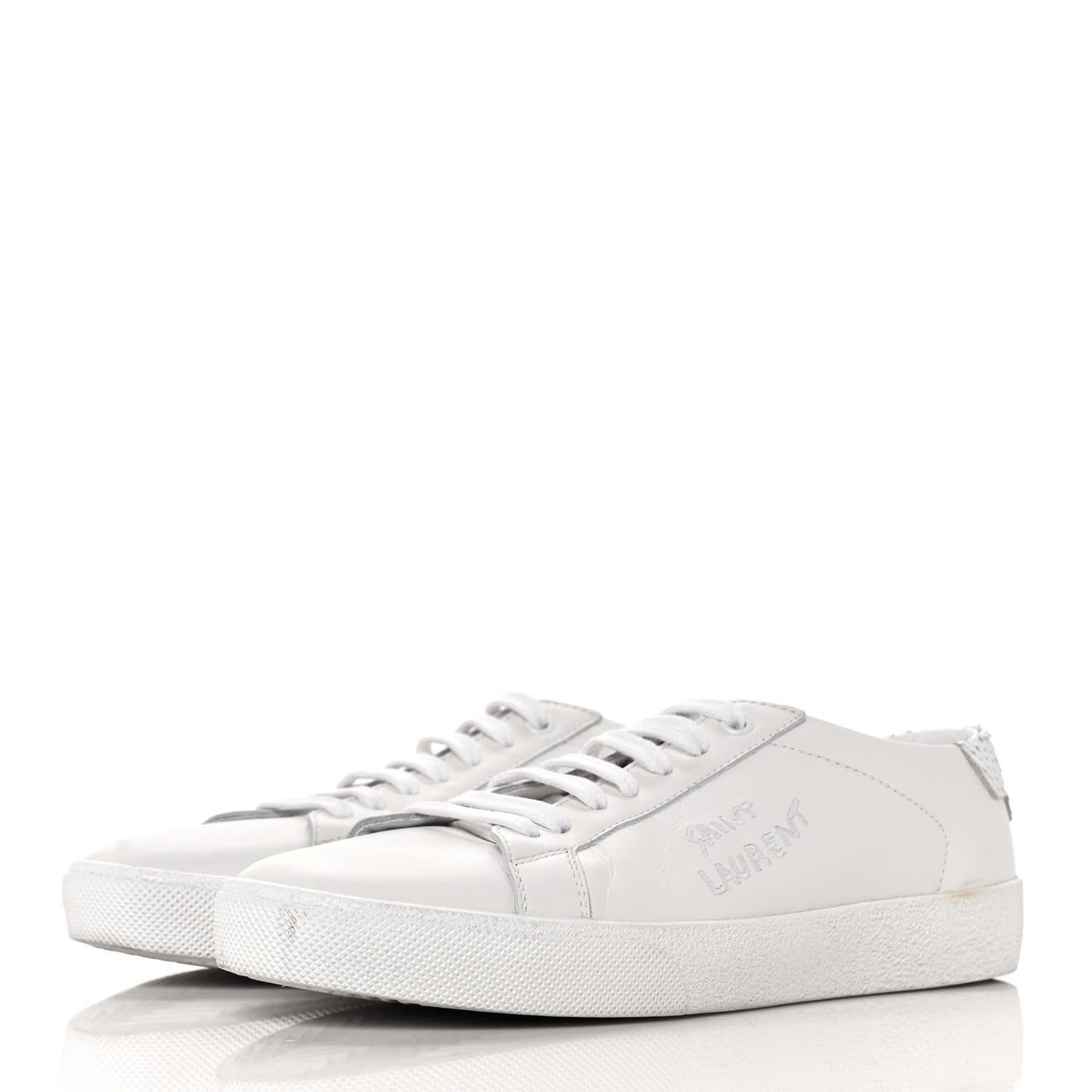 Calfskin Nubuck Python Embossed Embroidered Womens Court Classic Sneakers 39 Optic White
