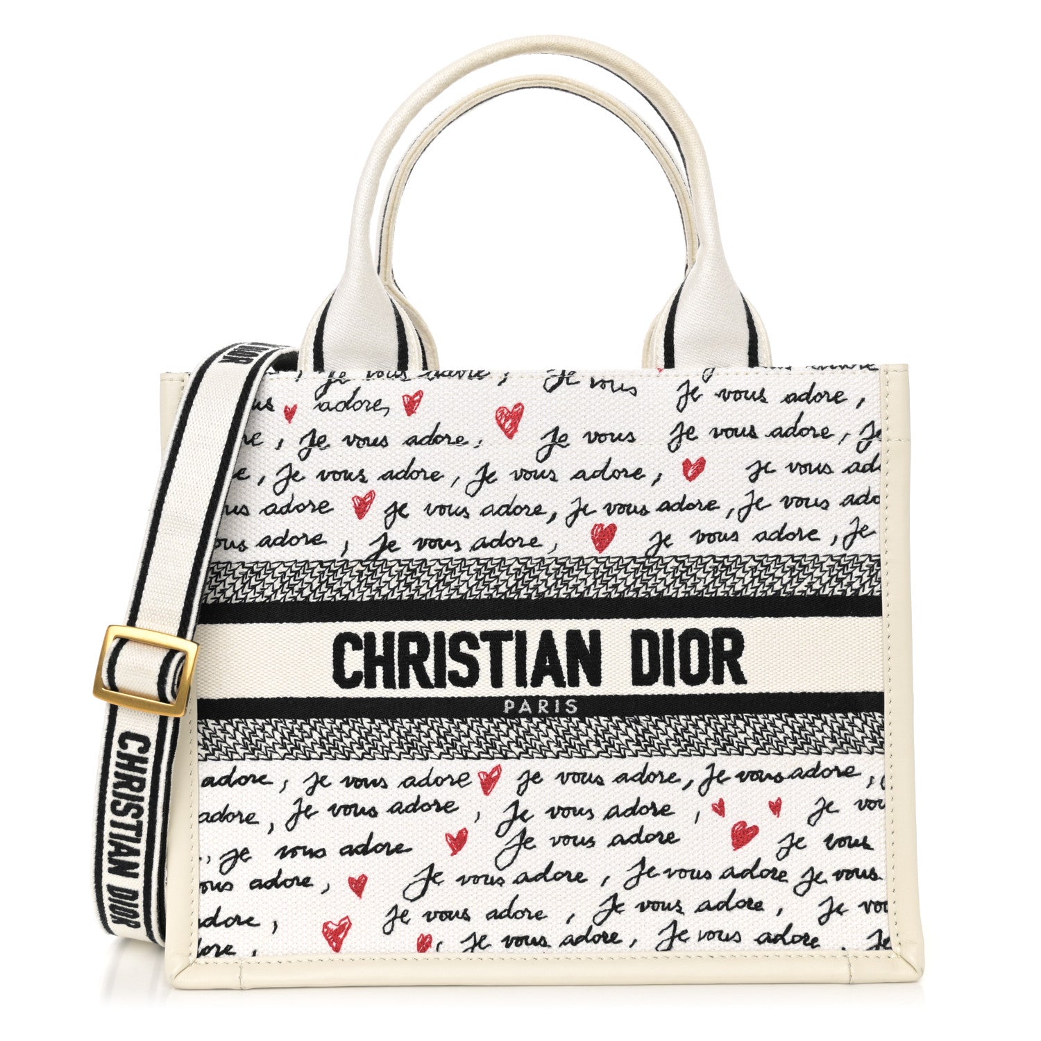 Christian Dior Calfskin Canvas Embroidered Small Dioramour Je Vous