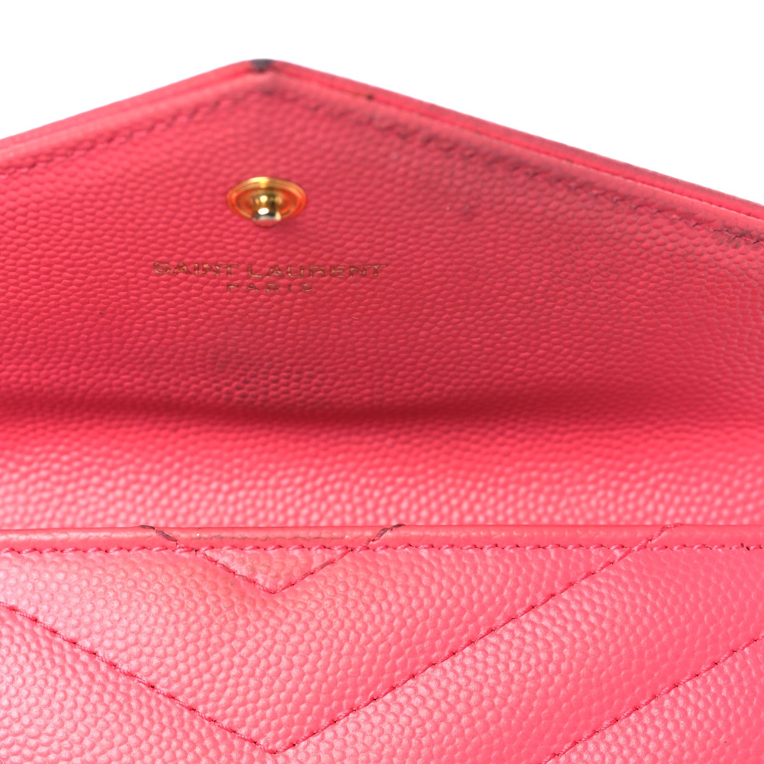 Saint Laurent Grain De Poudre Matelasse Chevron Small Monogram Envelope Wallet Rose Clair 12 of 16
