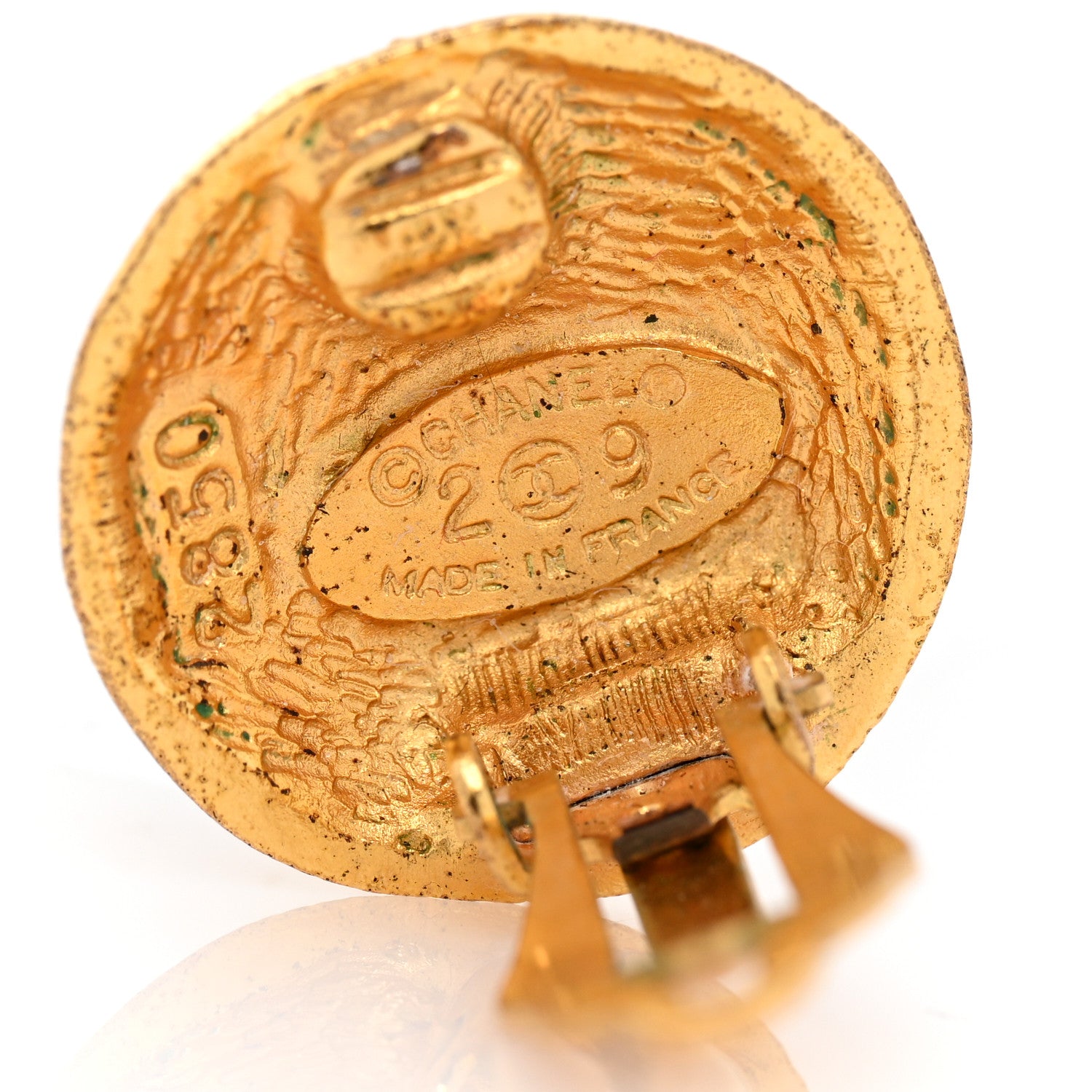 Chanel Metal CC Button Clip On Earrings Gold 5 of 6