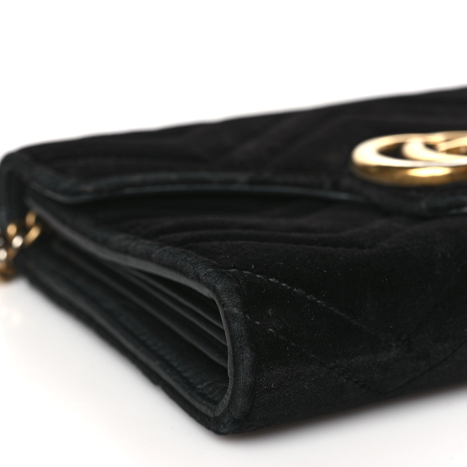 Gucci Velvet Matelasse GG Marmont Chain Wallet Black 9 of 12